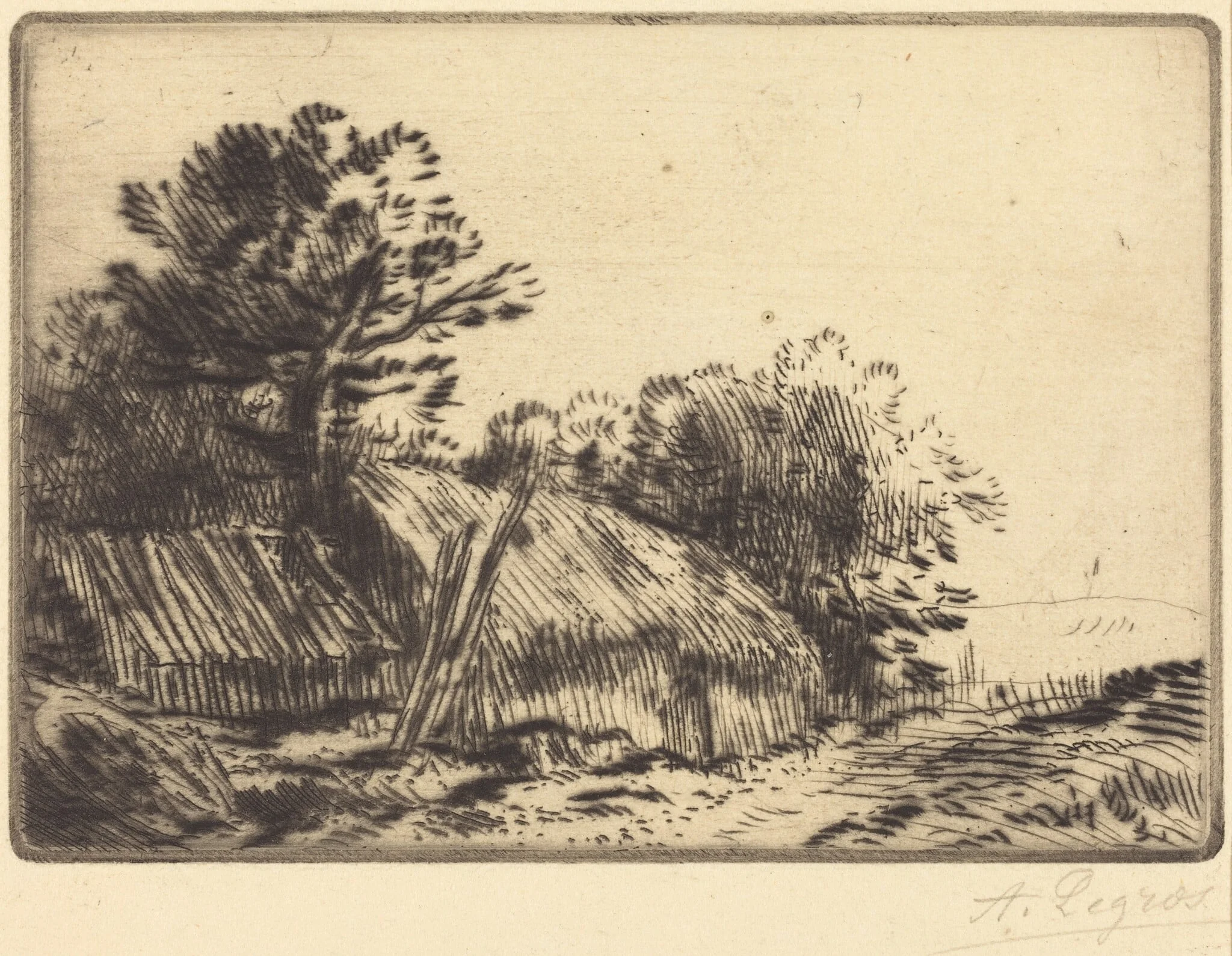 Rustic Scene (Scene rustique), by Alphonse Legros, ink, 1874