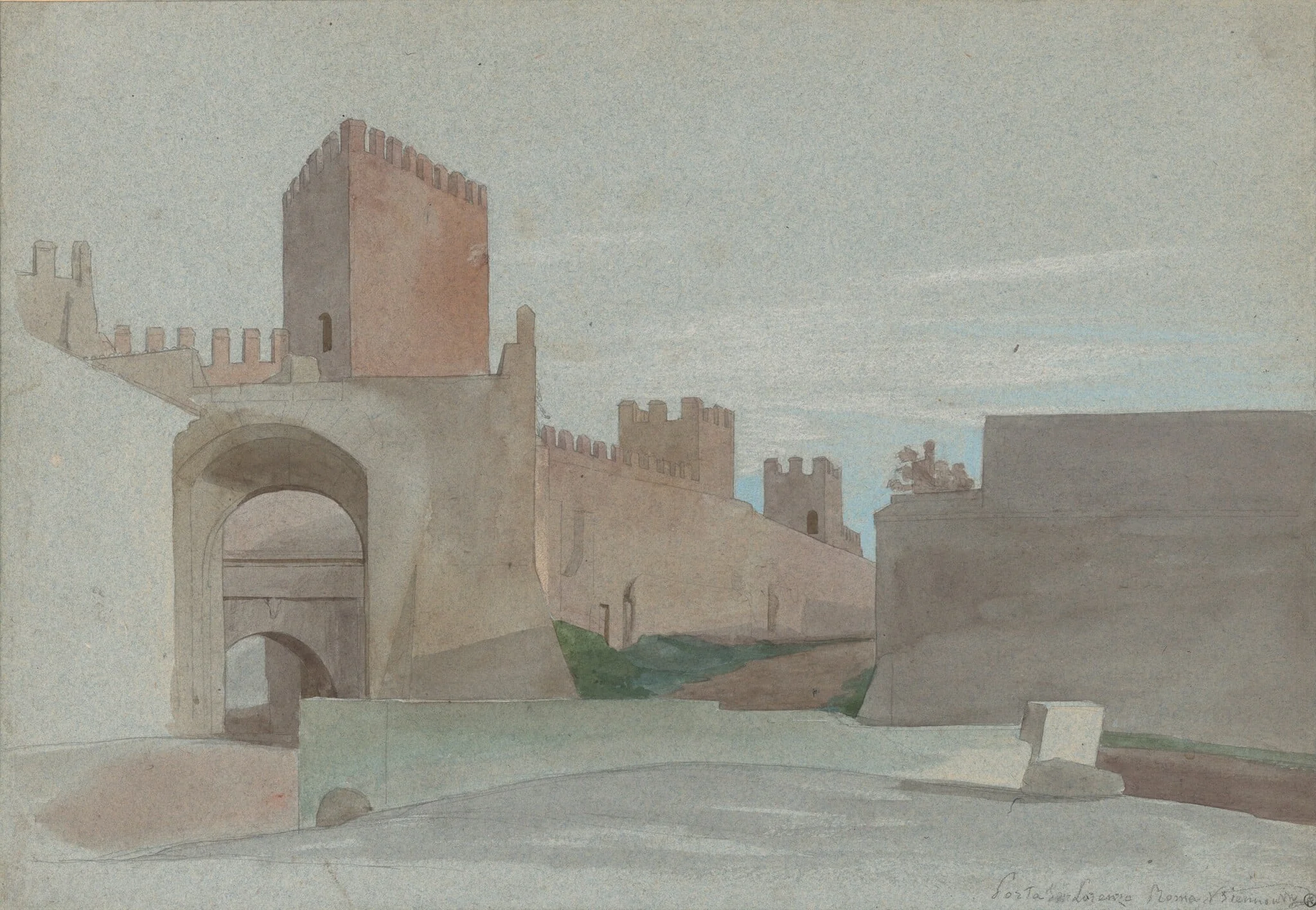 Porta San Lorenzo, Rome, by Victor-François-Eloi Biennourry, graphite, 1801