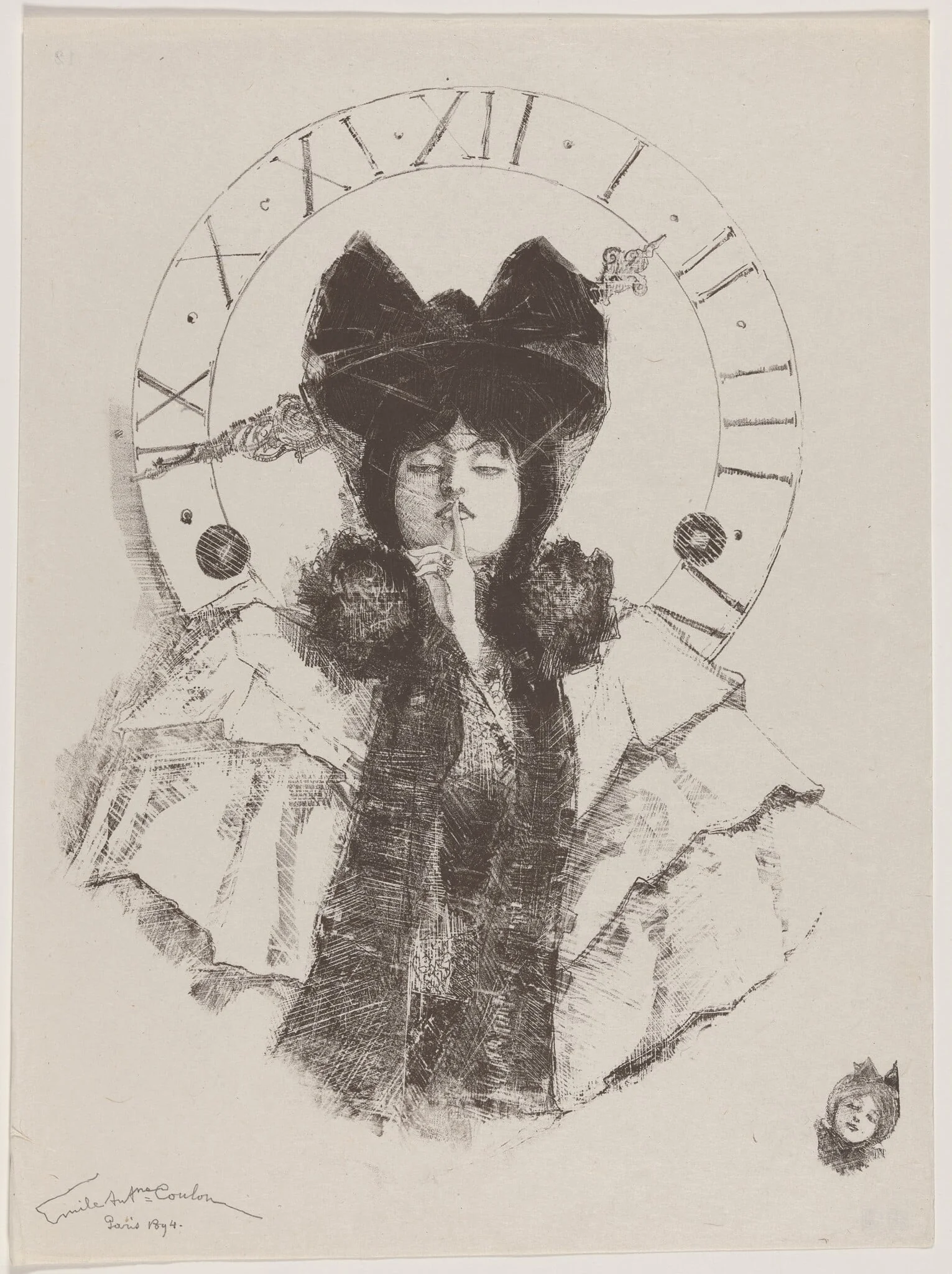 L'Heure (The Hour), by Emile Coulon, ink, 1894