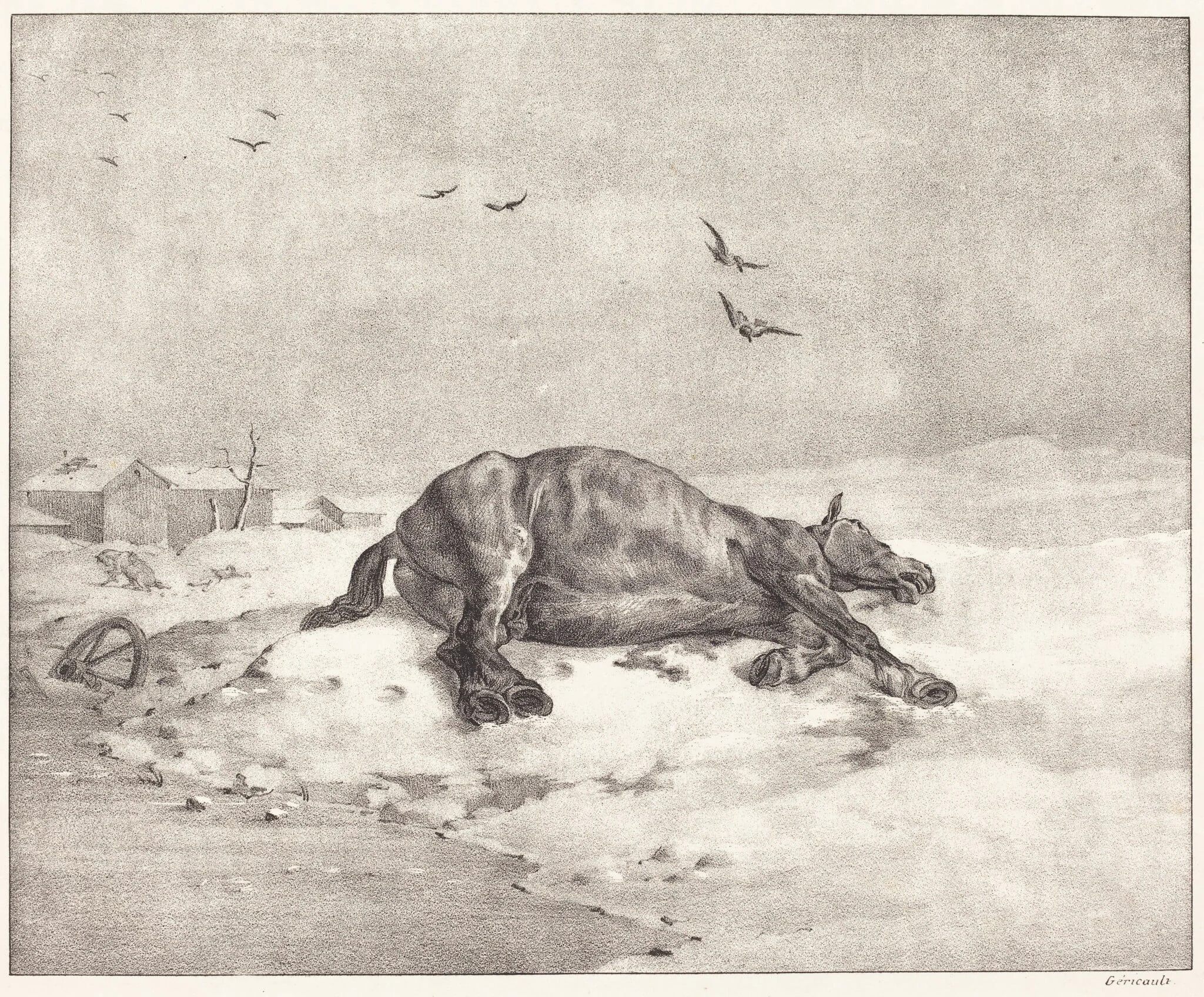 Dead Horse, by Théodore Géricault, ink, 1823