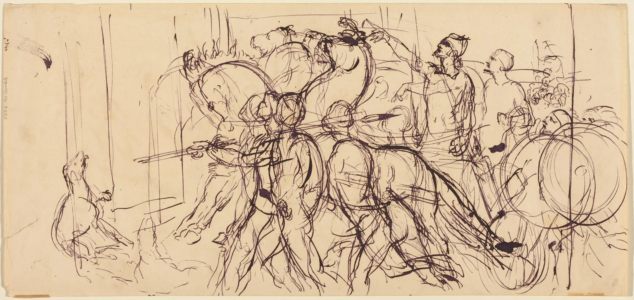 Charioteers, by Eugène Delacroix, ink, 1830