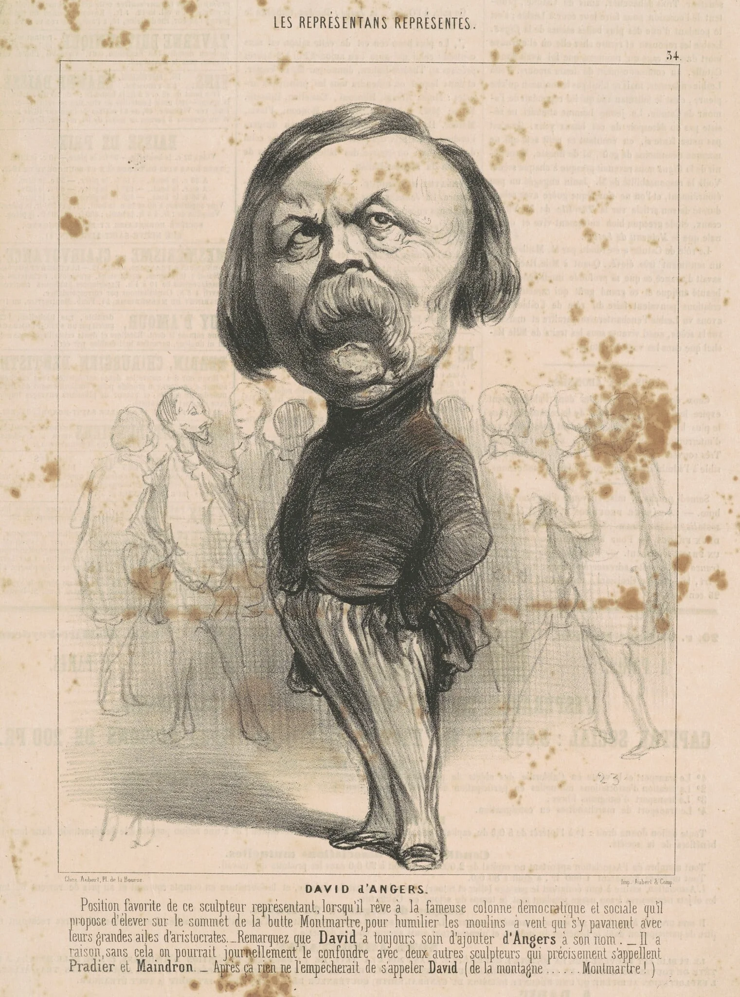 P.J. David D'Angers, by Honoré Daumier, ink, 1849