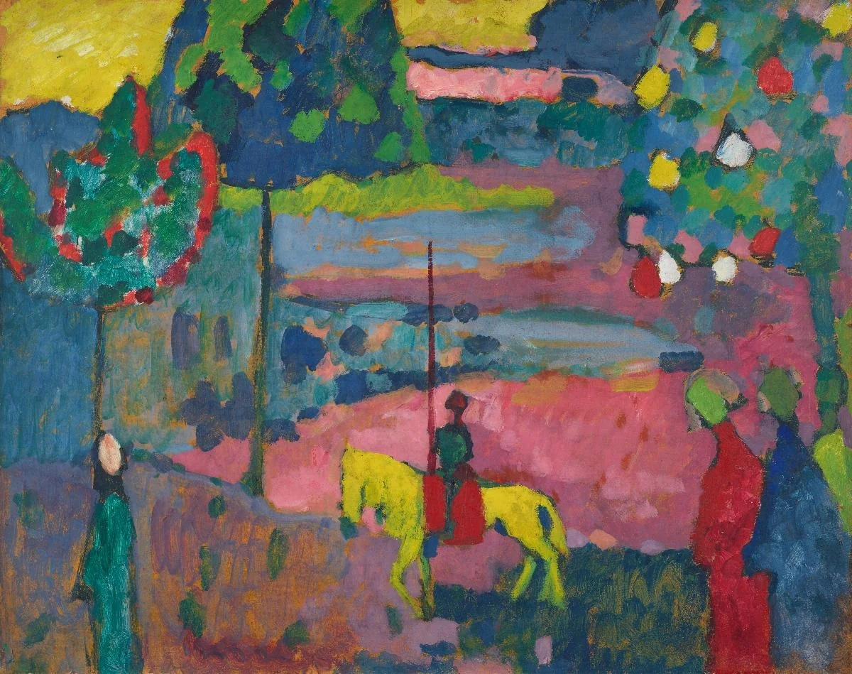 Lancer in Landscape, by Wassily Kandinsky, oil, 1908