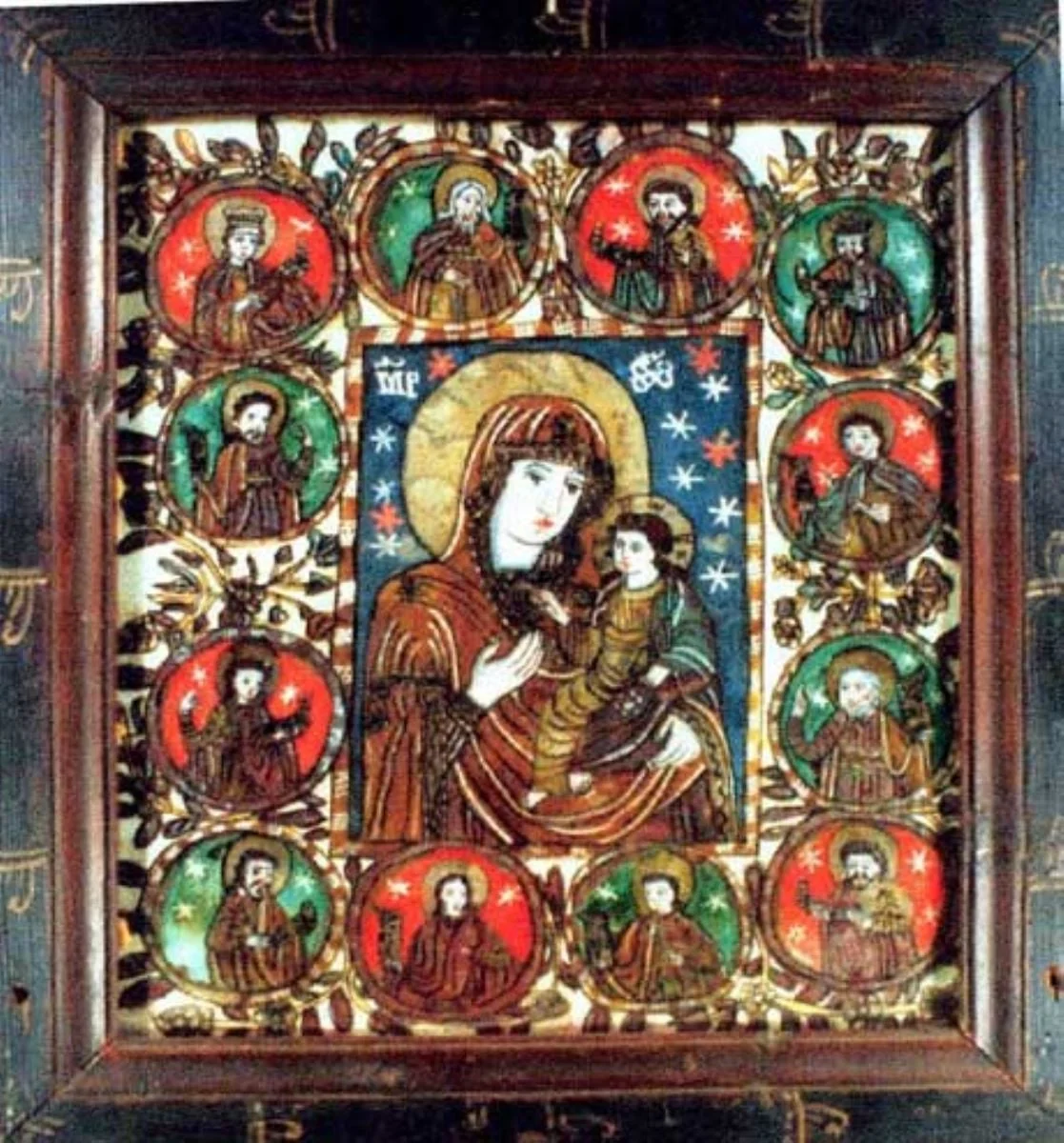 Maica cu Pruncul cu Apostolii, by Unknown, 1850