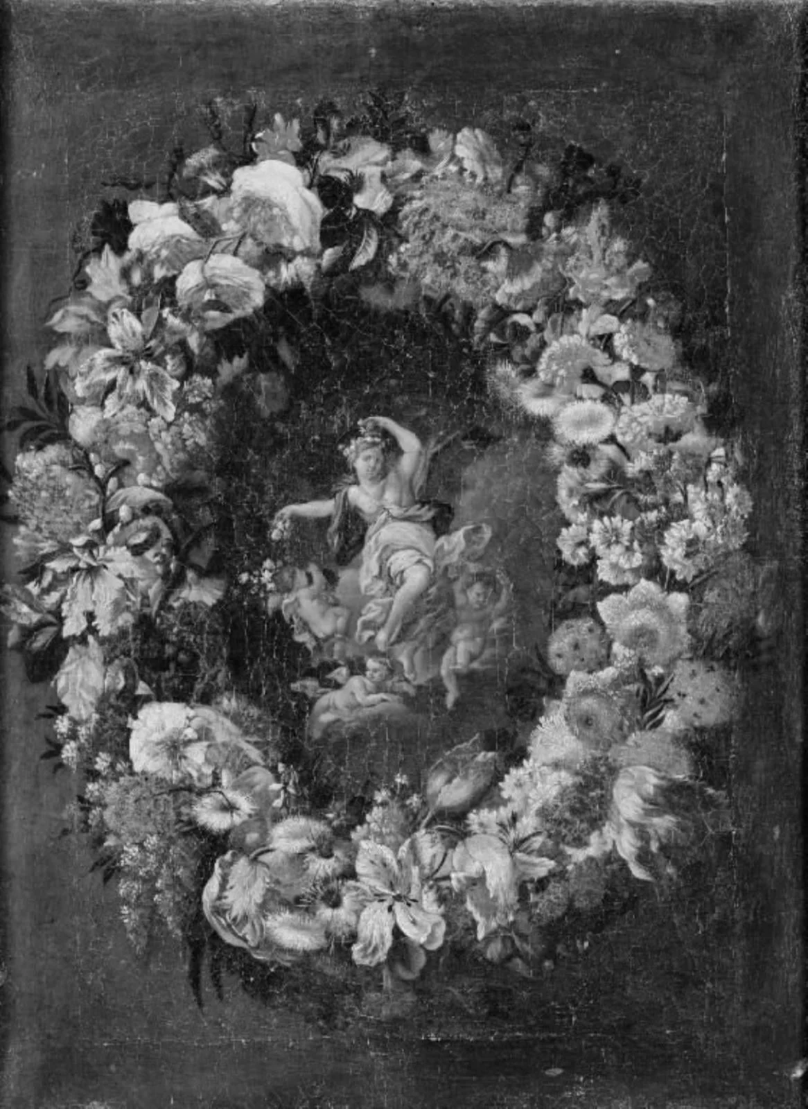 Garland with Flora, by Unknown, 1650