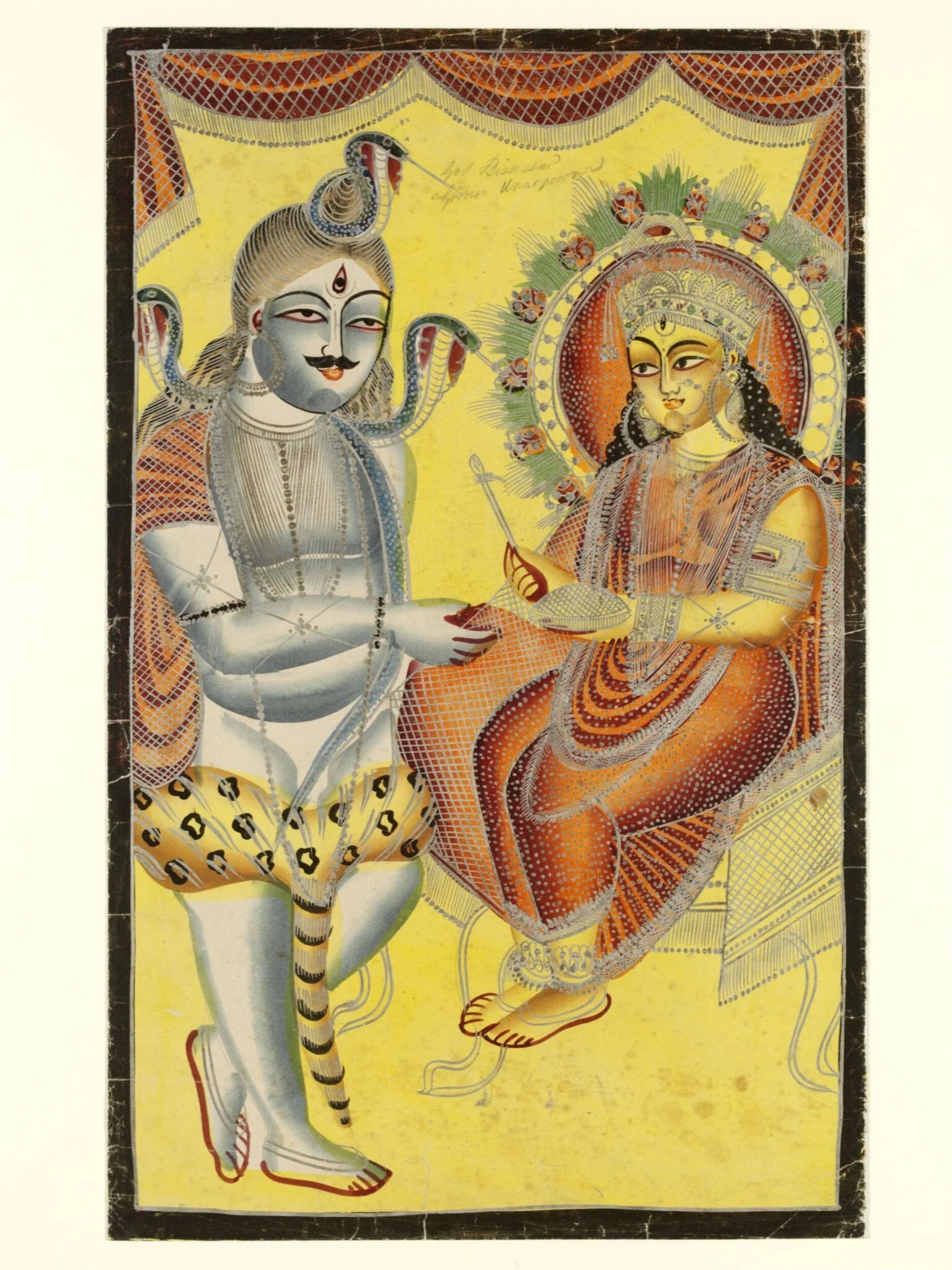 Annapurna and Shiva, by Unknown, paint, 1860