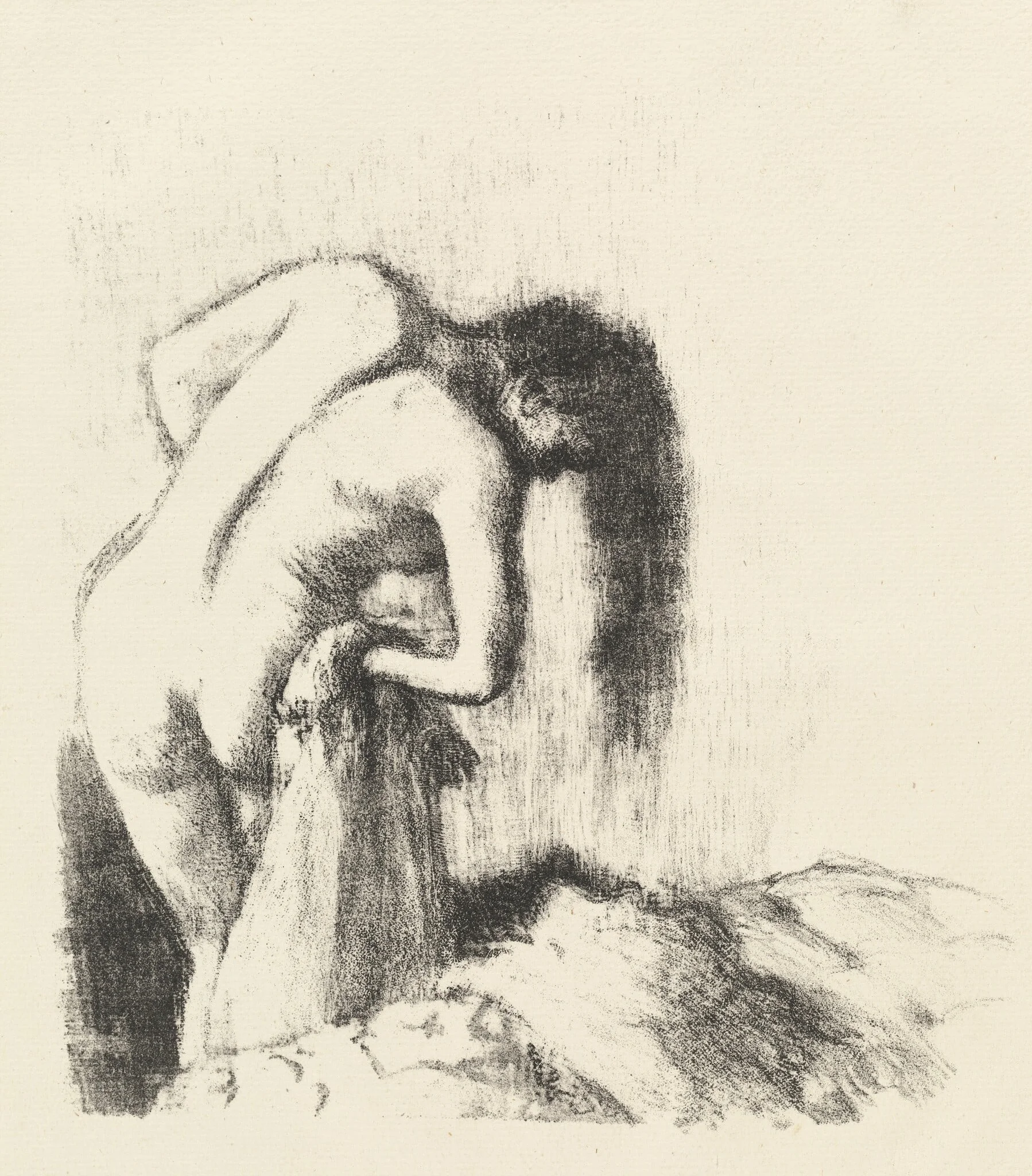 After the Bath (La sortie du bain (Petite planche)), by Edgar Degas, ink, 1891