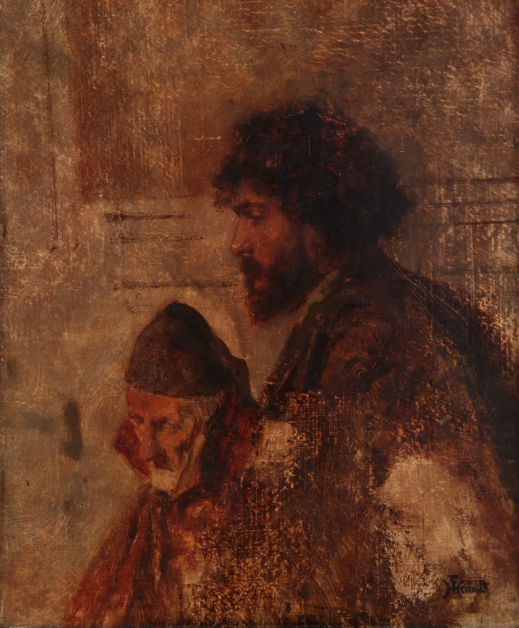 Study of a head, by Ferdinand Heilbuth, oil, 1850