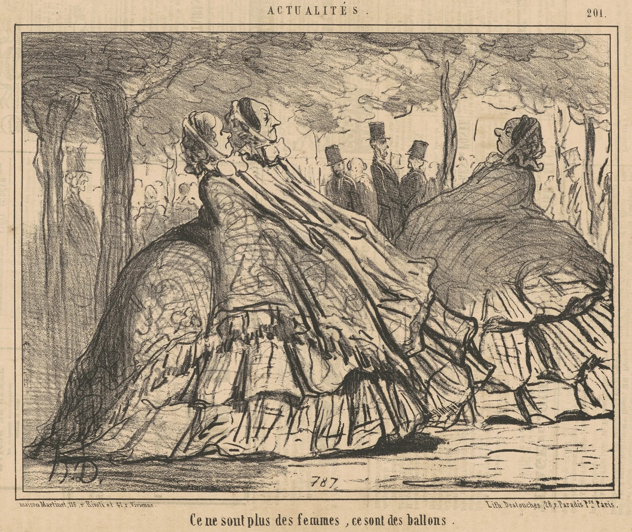 Ce ne sont plus des femmes, ce sont des ballons, by Honoré Daumier, ink, 1855