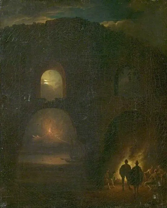 Ruins on the Coast of Naples, Italy, Moonlight