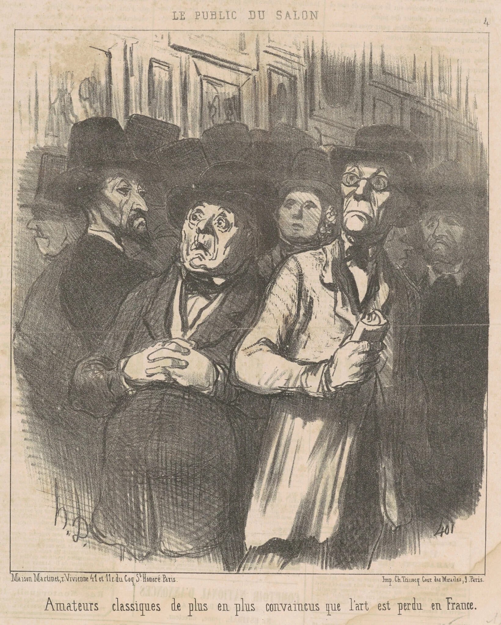 Amateurs classiques ... convaincus ..., by Honoré Daumier, ink, 1852