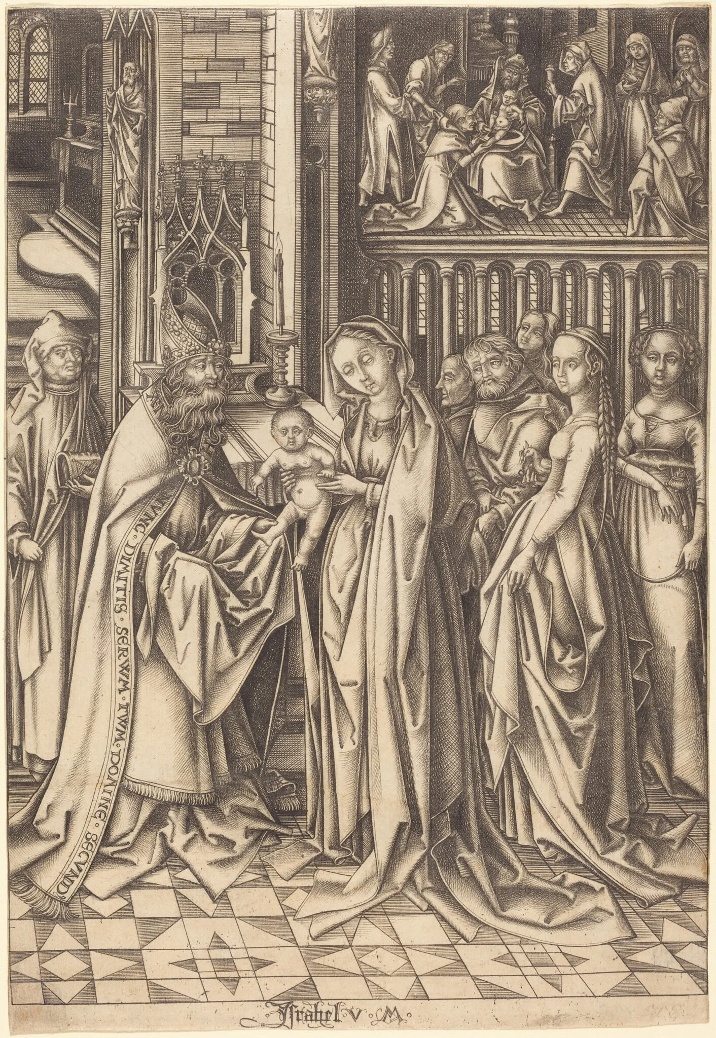 The Presentation in the Temple, by Israhel van Meckenem, ink, 1495