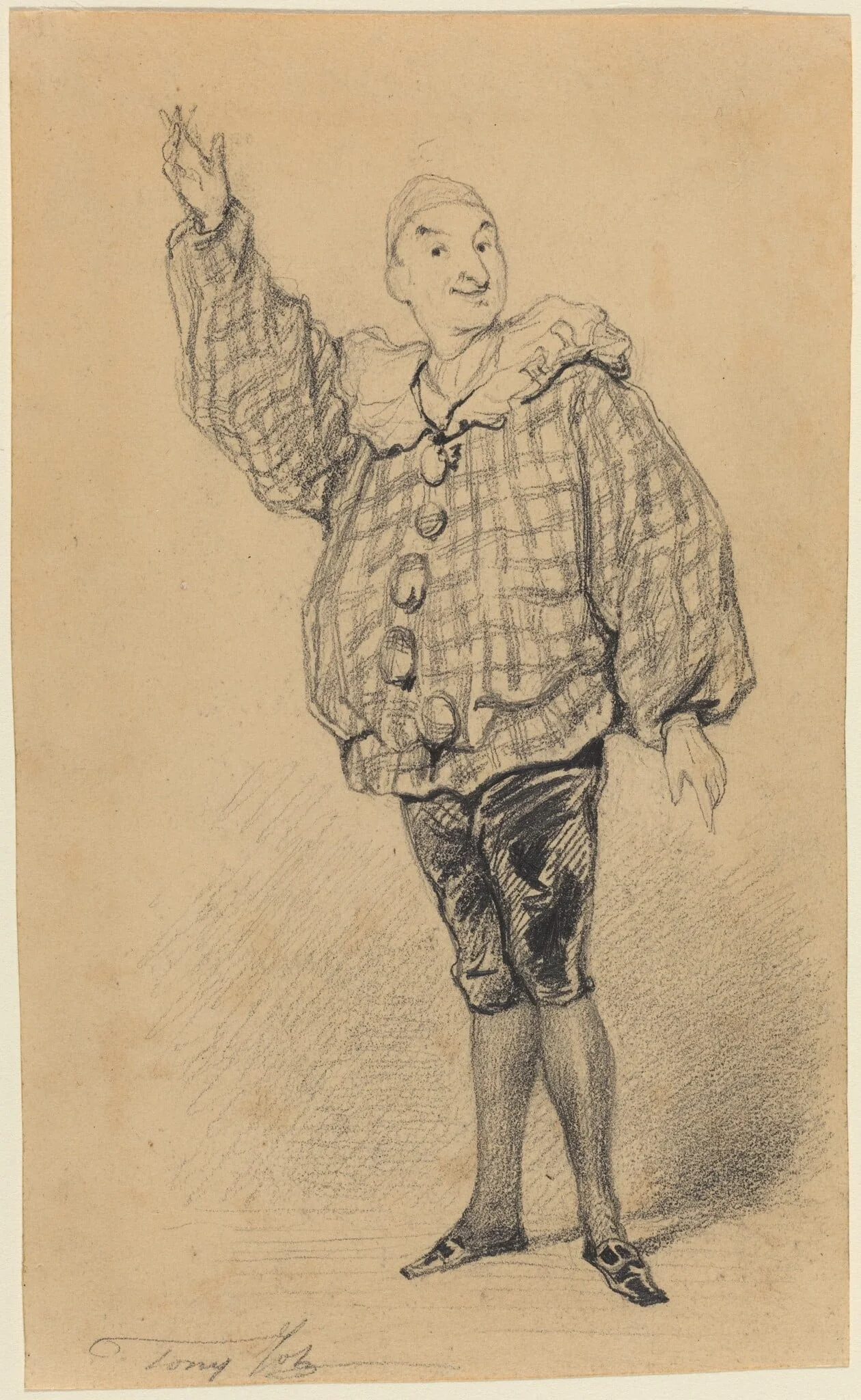 Lepeintre Ainé in the Role of Paillasse, by Tony Johannot, graphite, 1831