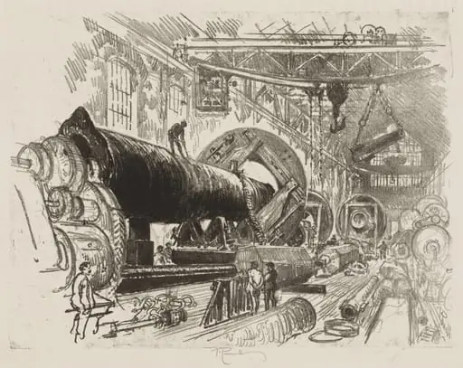 English War Work:  Cutting and Turning a Big Gun