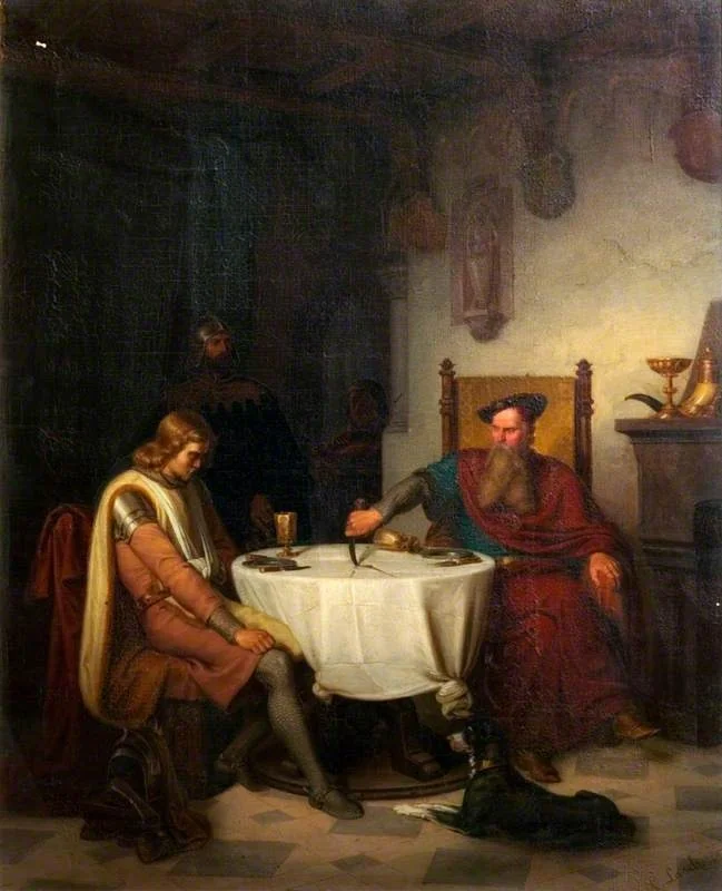 Count Eberhard Cutting the Tablecloth, by Carl Johann Lasch, oil, 1847