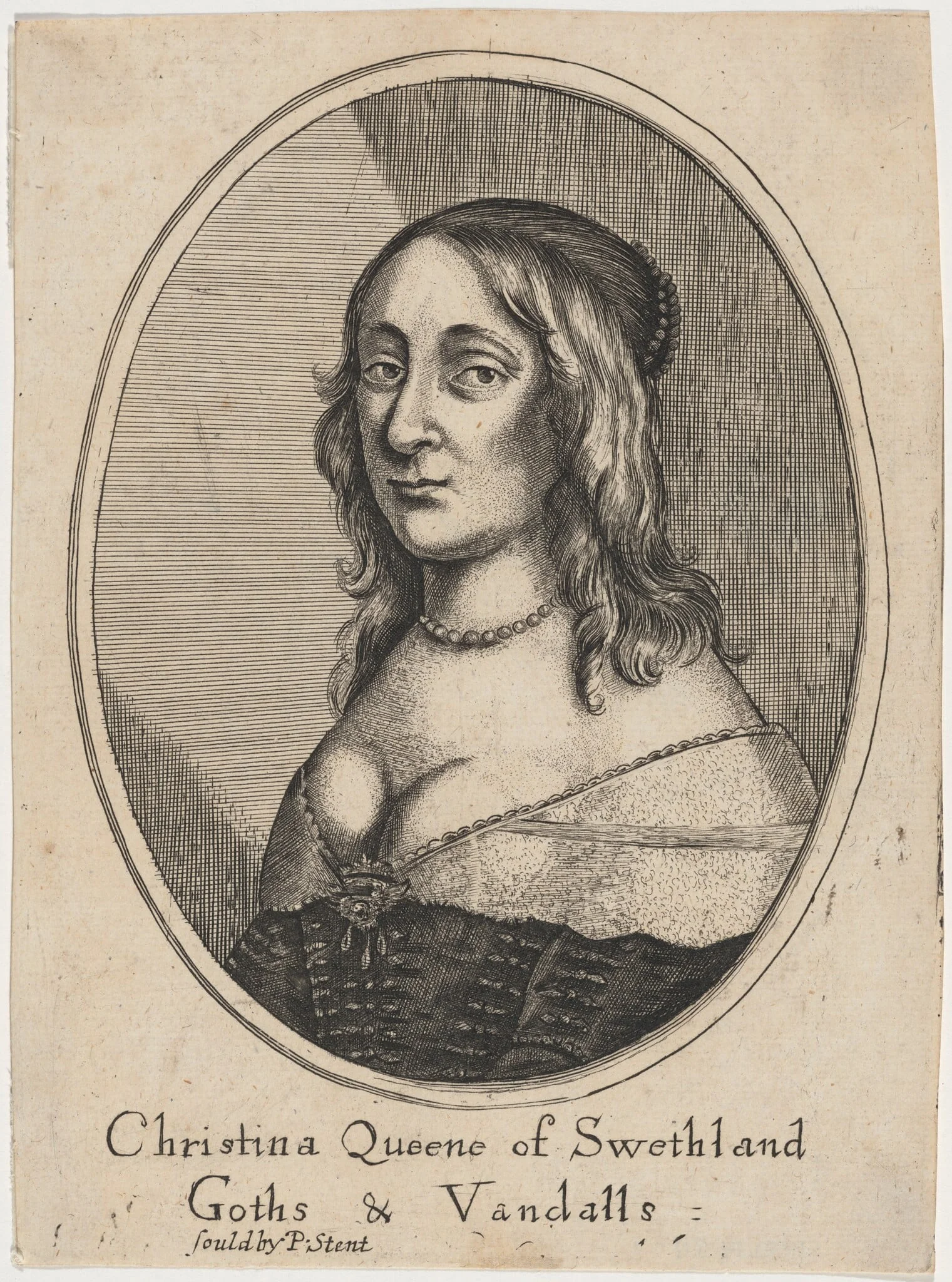 Queen Christina, by Wenceslaus Hollar, ink, 1613