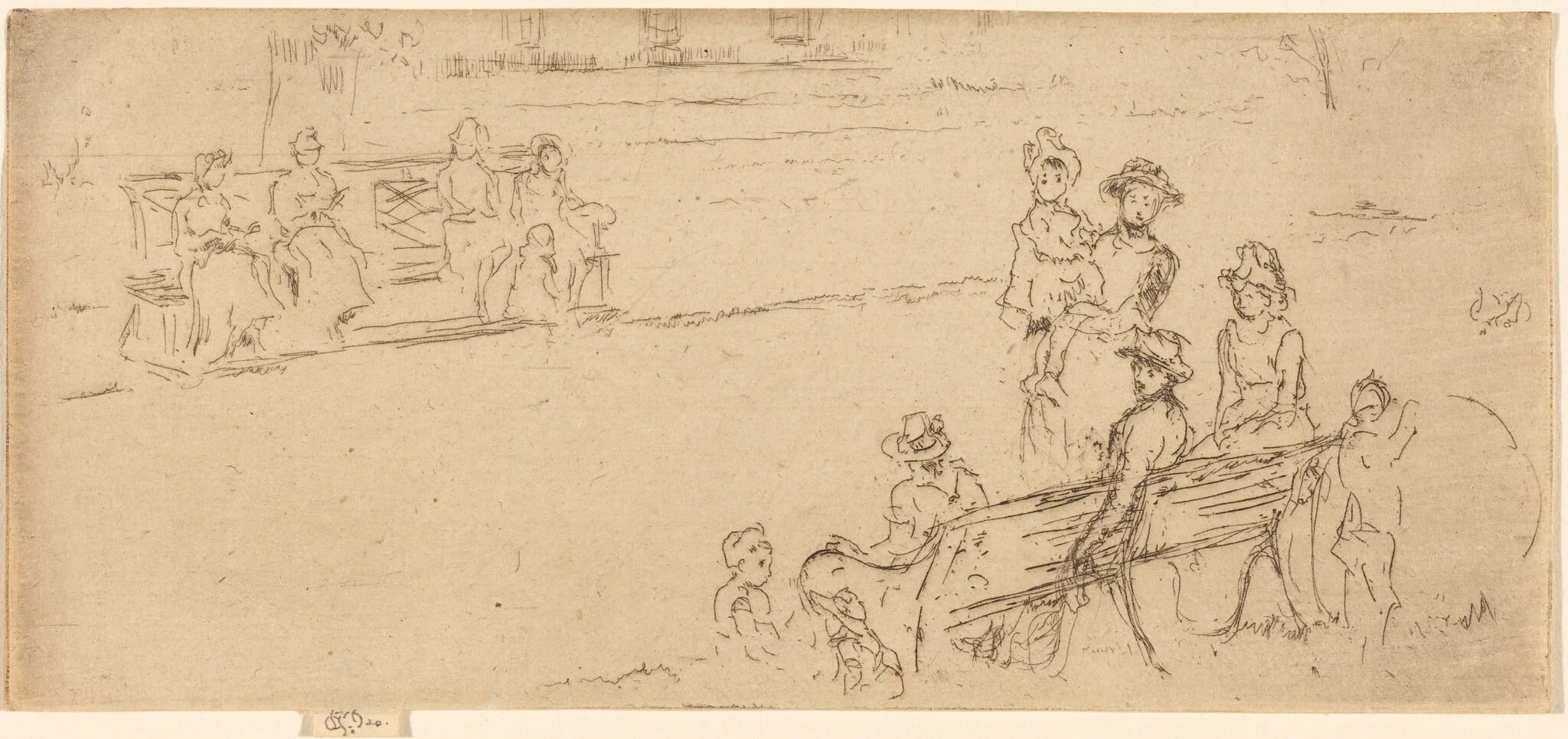 Long Seats, Gray's Inn, by James McNeill Whistler, ink, 1887