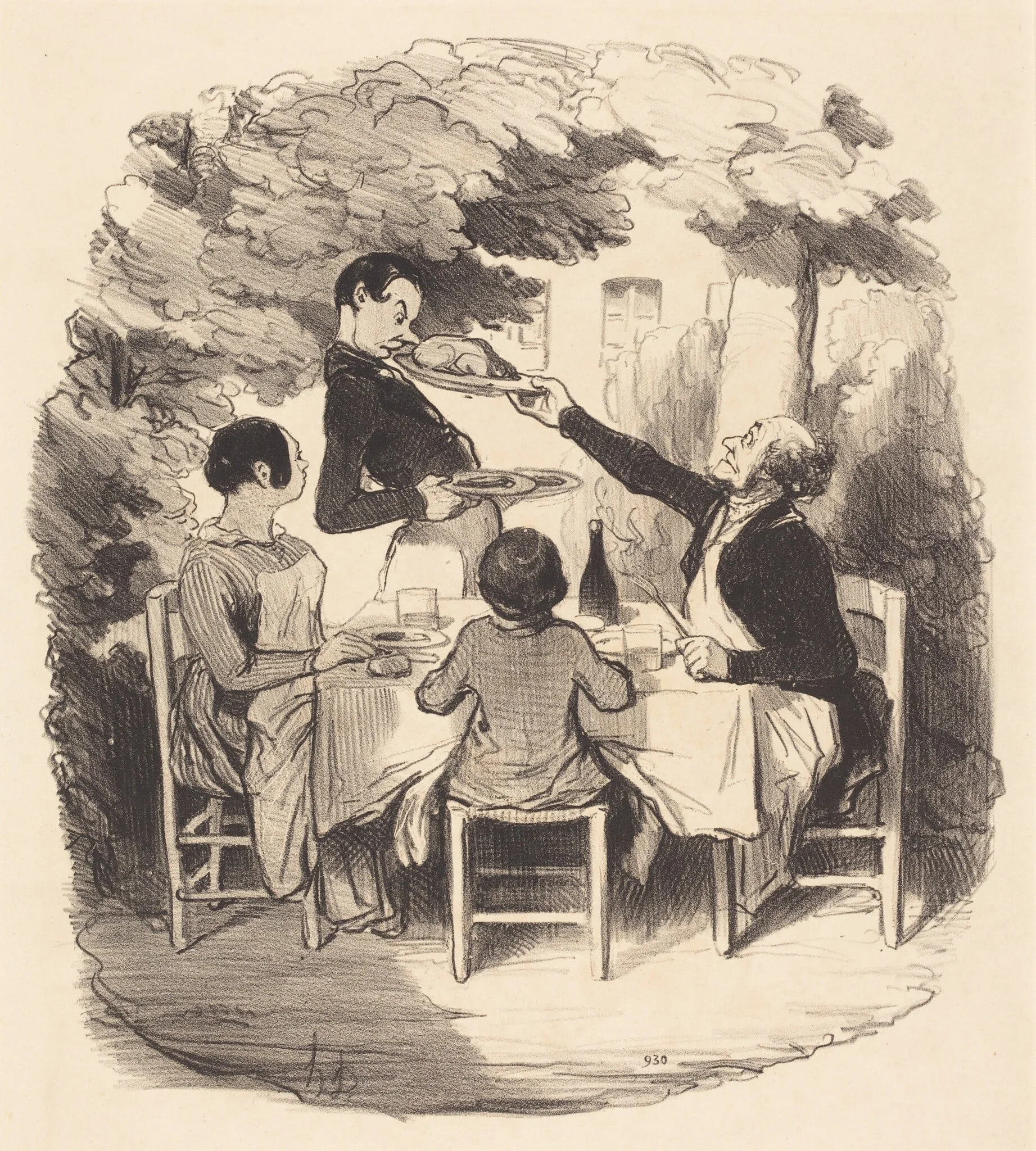 Ah! il est frais... mais t'nez donc garçon..., by Honoré Daumier, ink, 1846