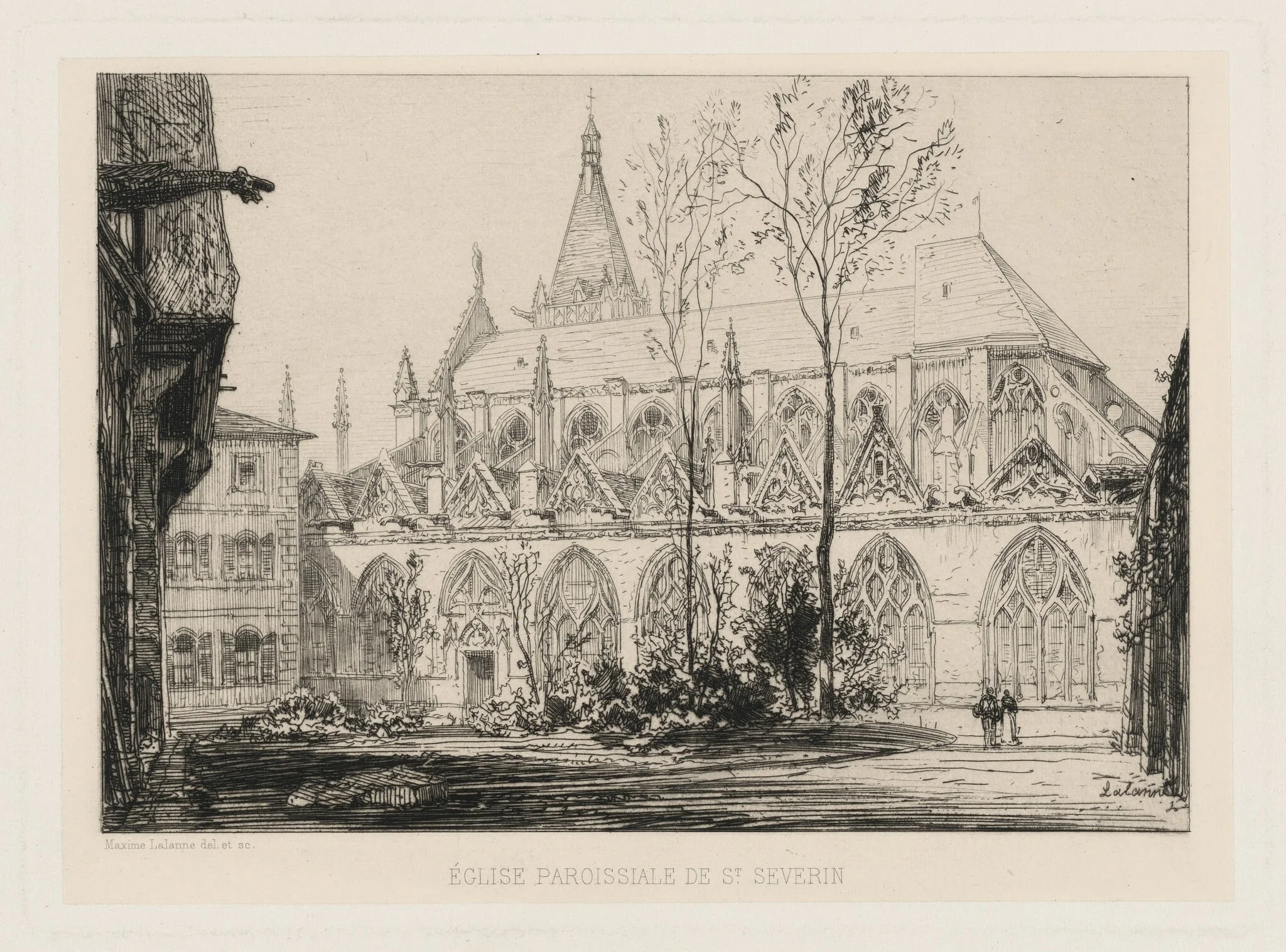 Église Paroissiale de St. Séverin, by Maxime Lalanne, ink, 1869