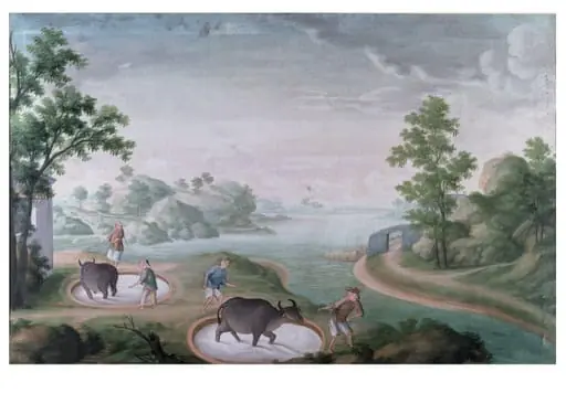 Oxen Treading China Stone in Pits