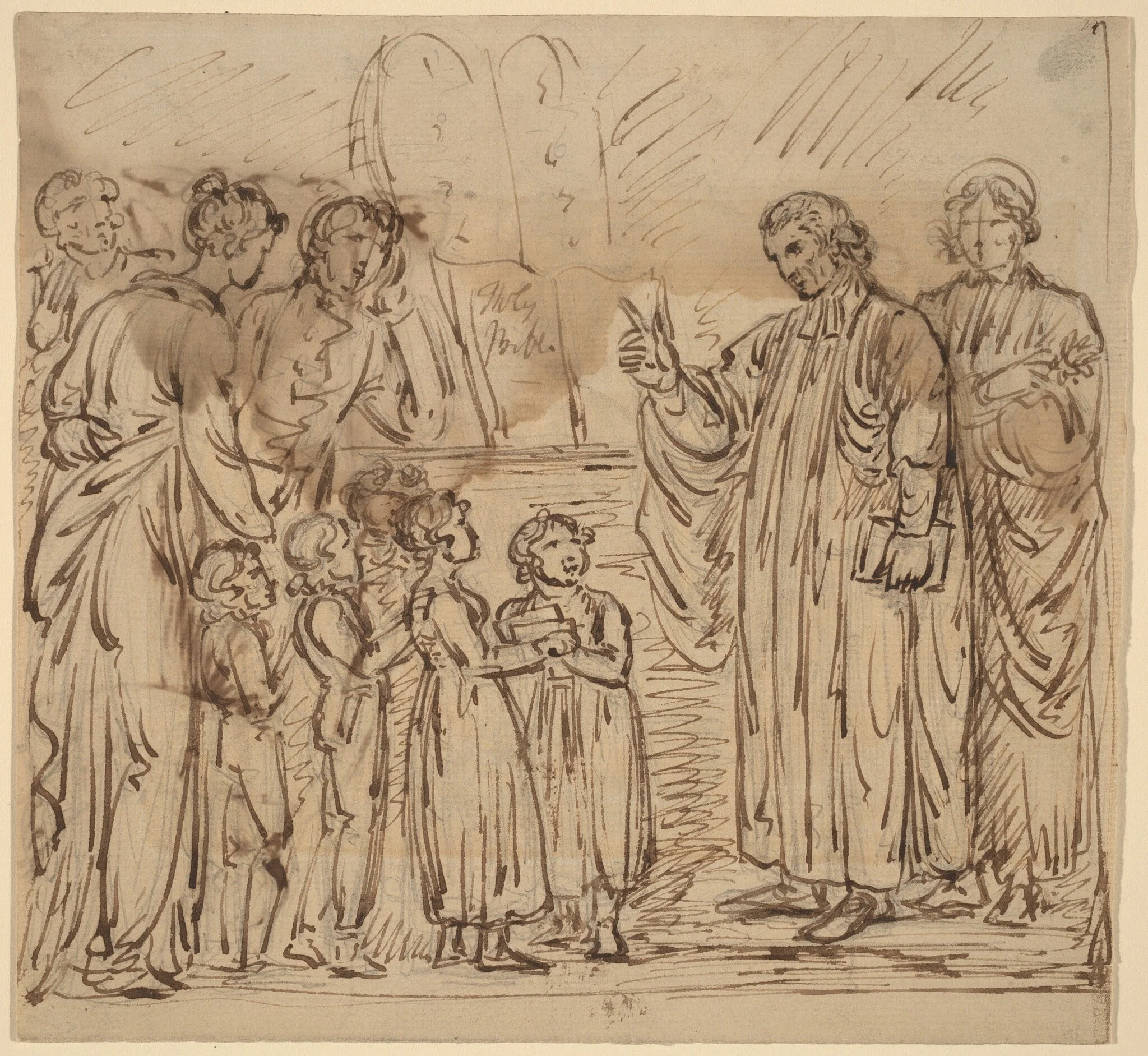 Bible Lesson [recto], by Mather Brown, ink, 1785