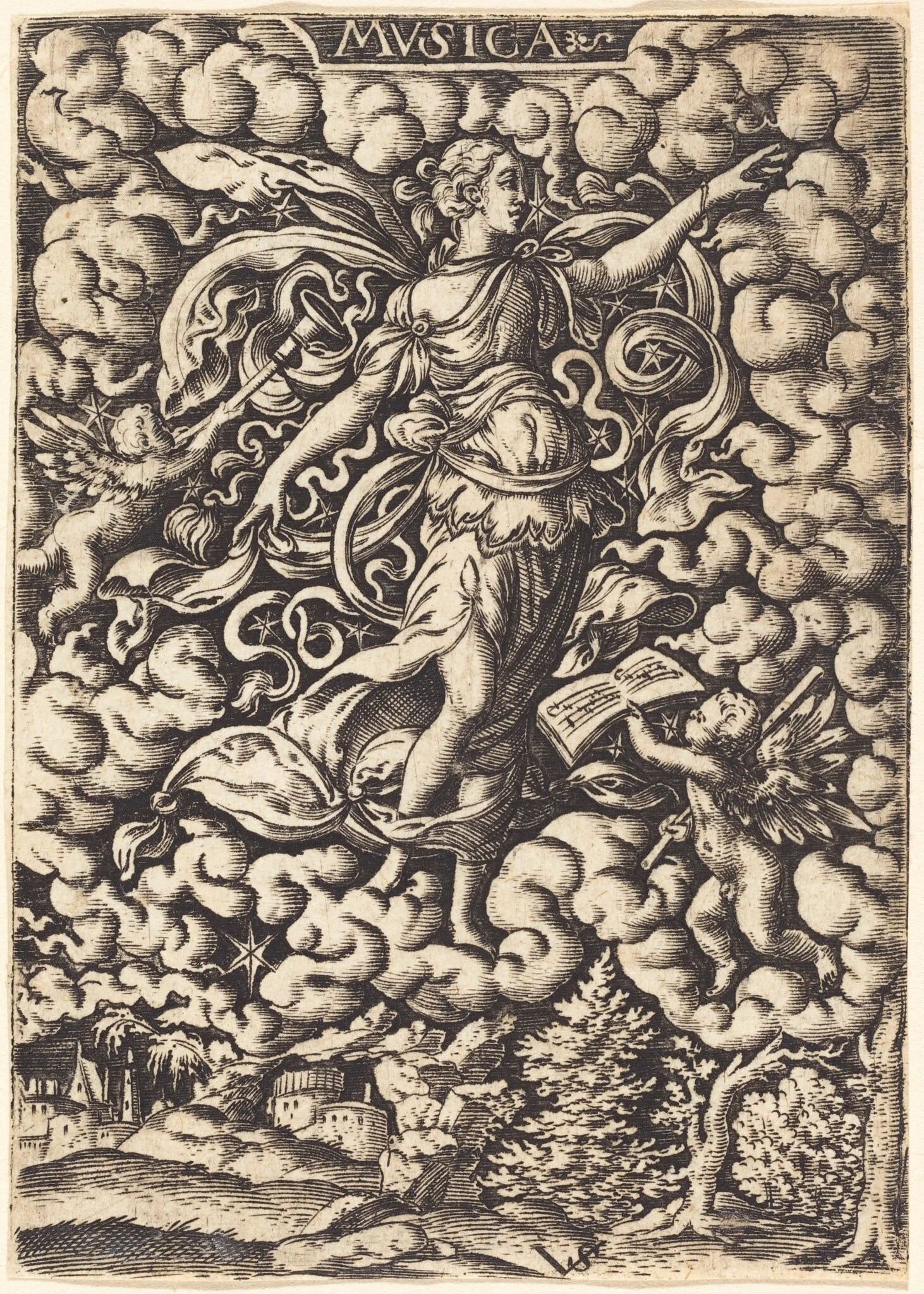 Mvsica (Music), by Virgil Solis, ink, 1538