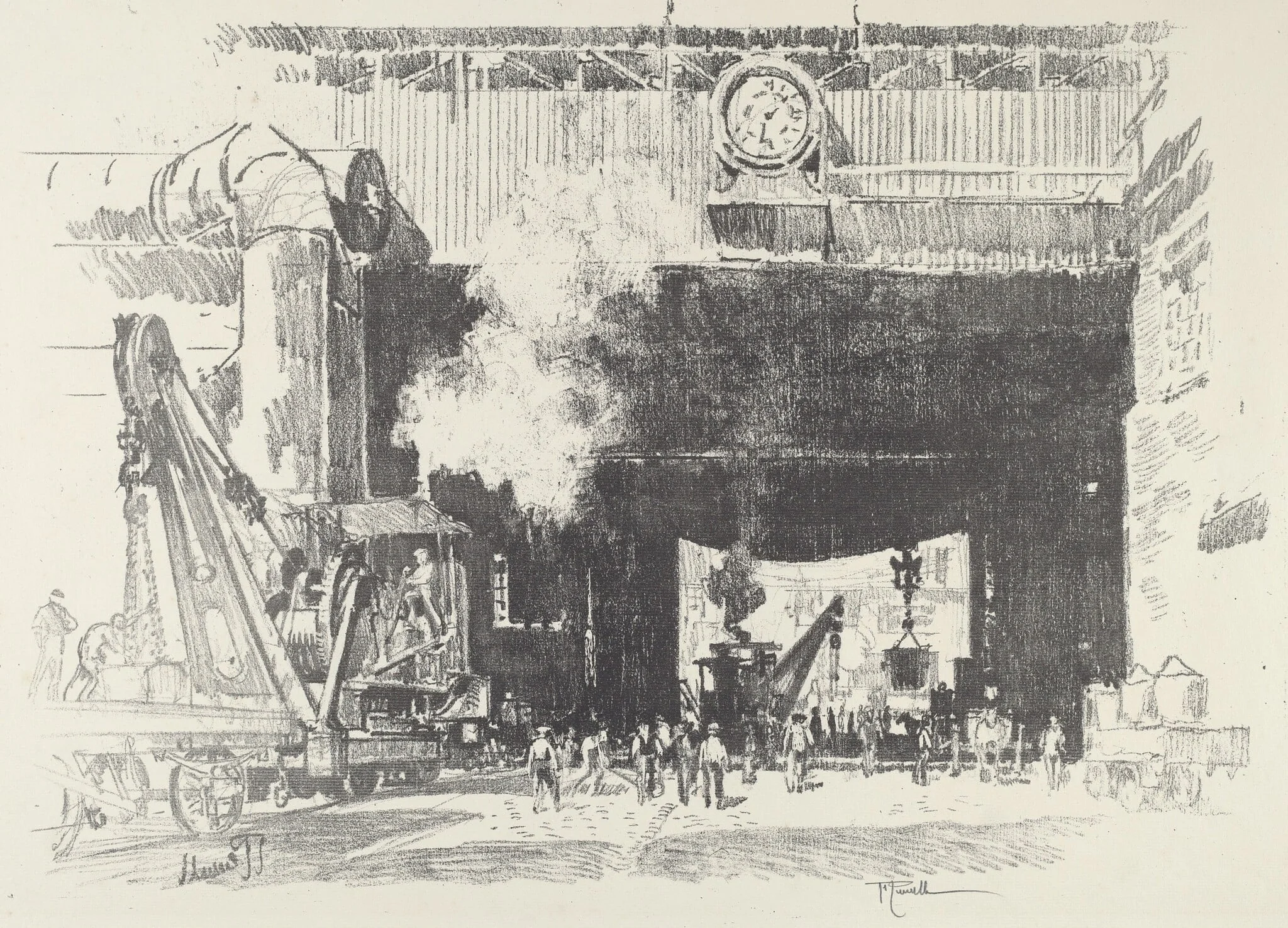 The Big Gate of the Big Shop, by Joseph Pennell, ink, 1916
