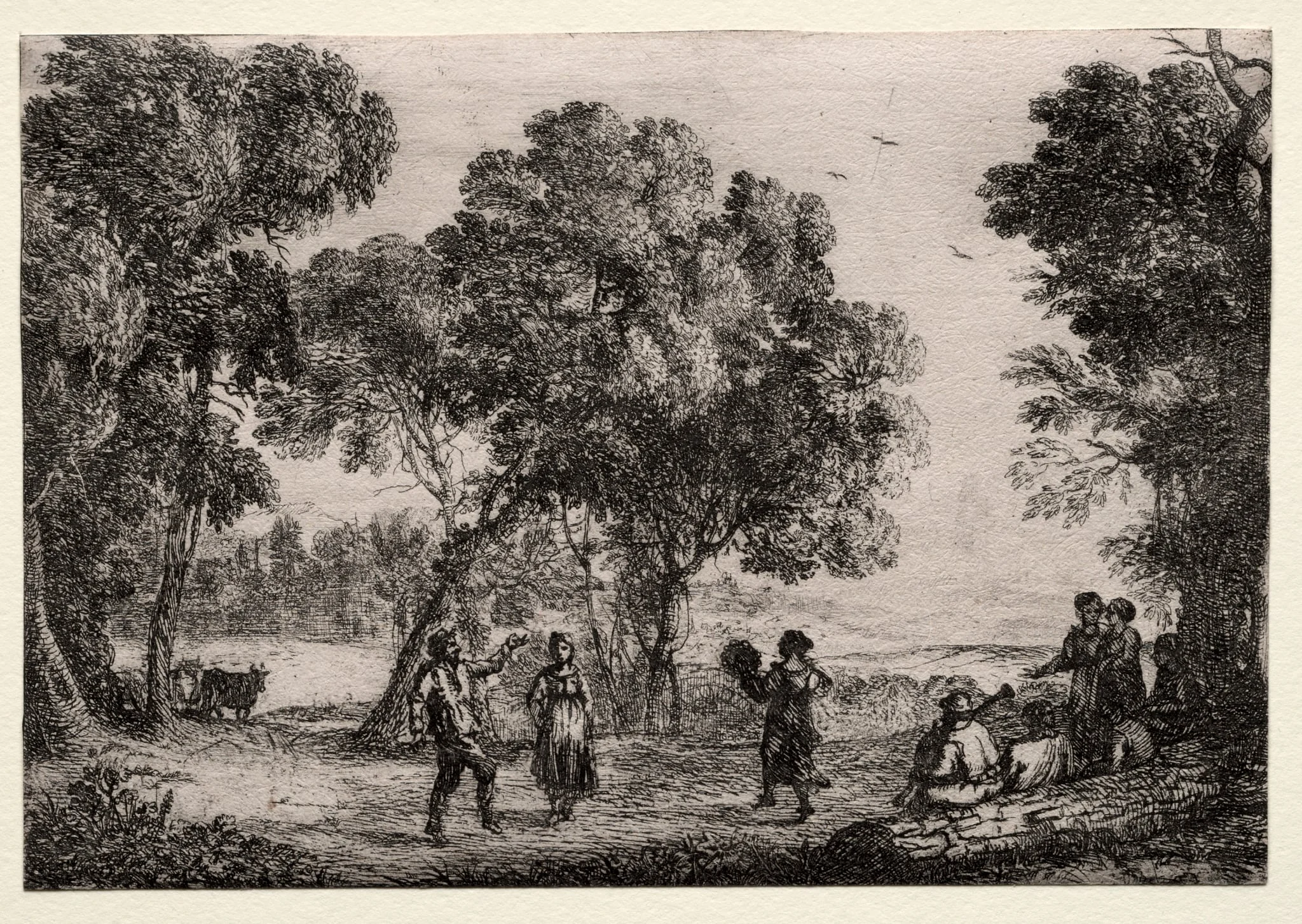 Landscape with a Country Dance (Small Plate), by Claude Lorrain, 1637