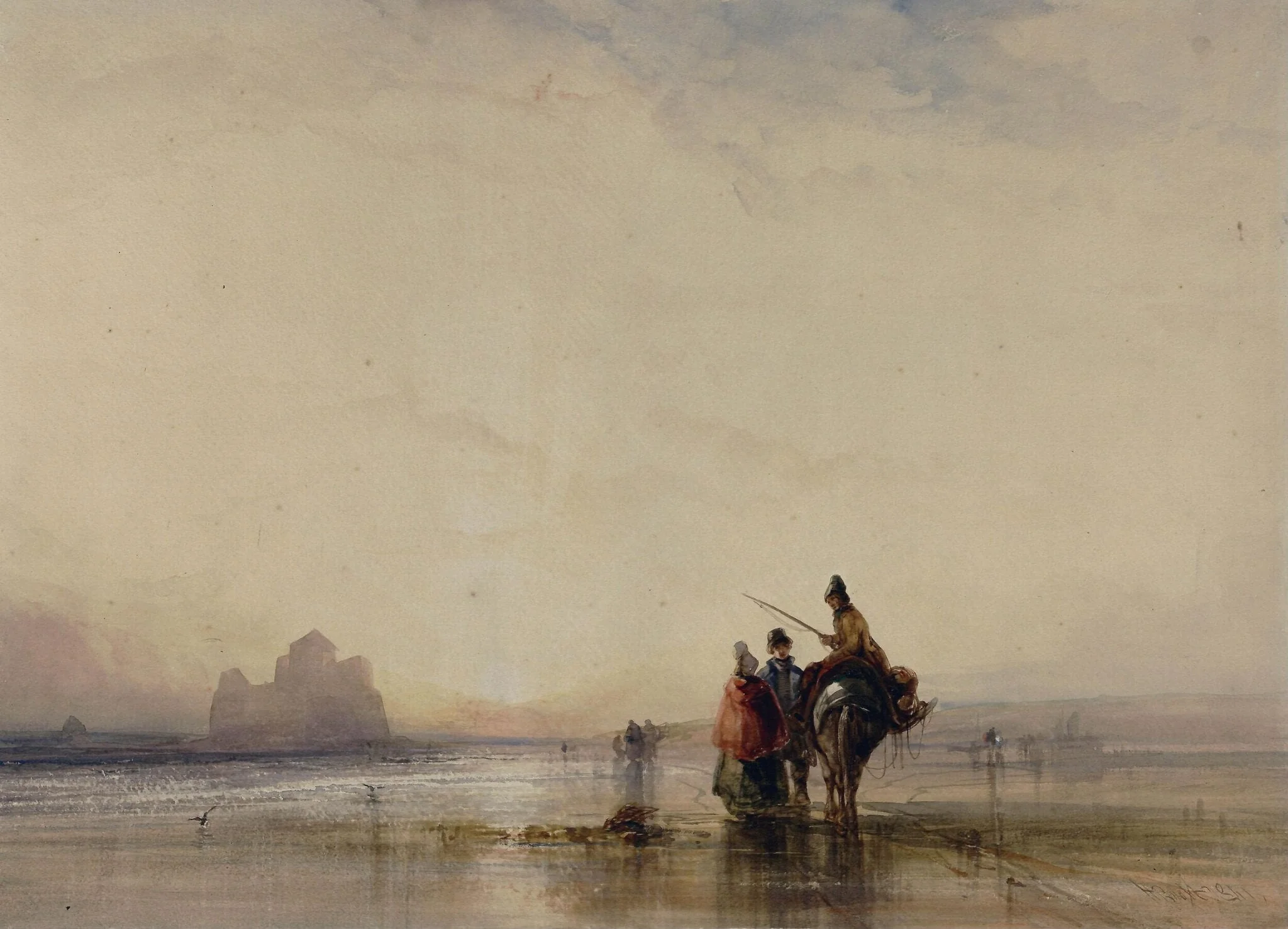Low Tide, by Henry Bright, watercolor, 1841