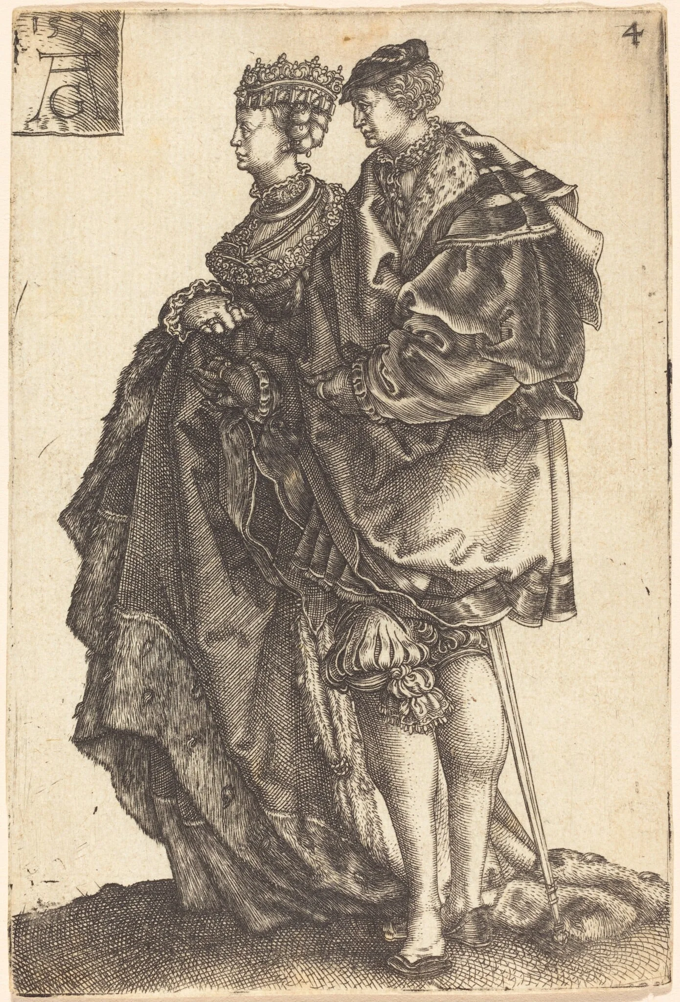 Large Wedding Dancers, by Heinrich Aldegrever, ink, 1538
