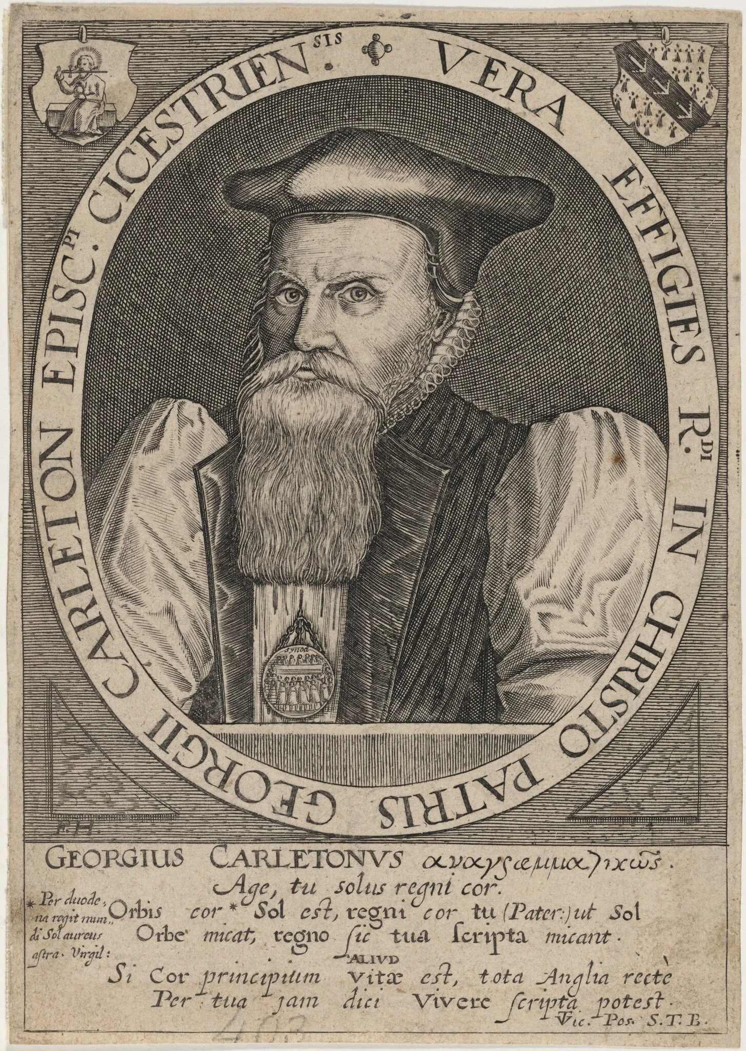 George Carleton, Bishop of Cheschester, by Frederik van Hulsen, ink, 1620