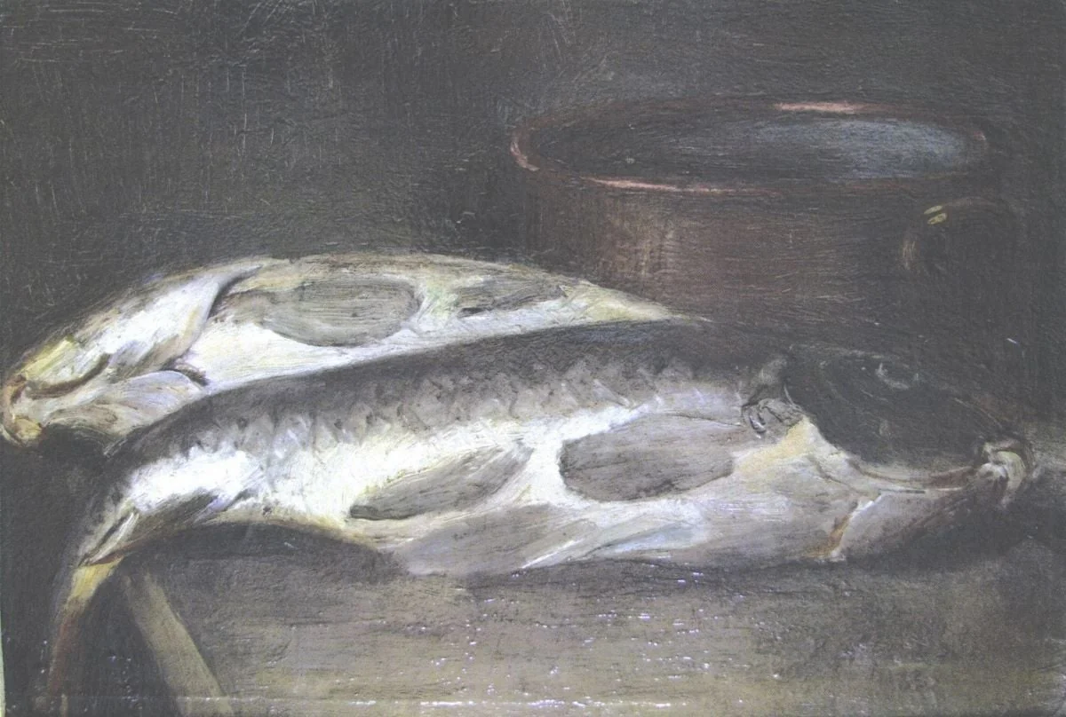 Natură statică cu pești, by Octav Băncilă, unspecified