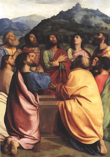 Die Apostel am Grabe der Maria, by Albertino Piazza, paint, 1519