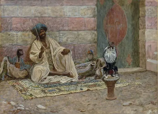 An Oriental, with performing monkeys