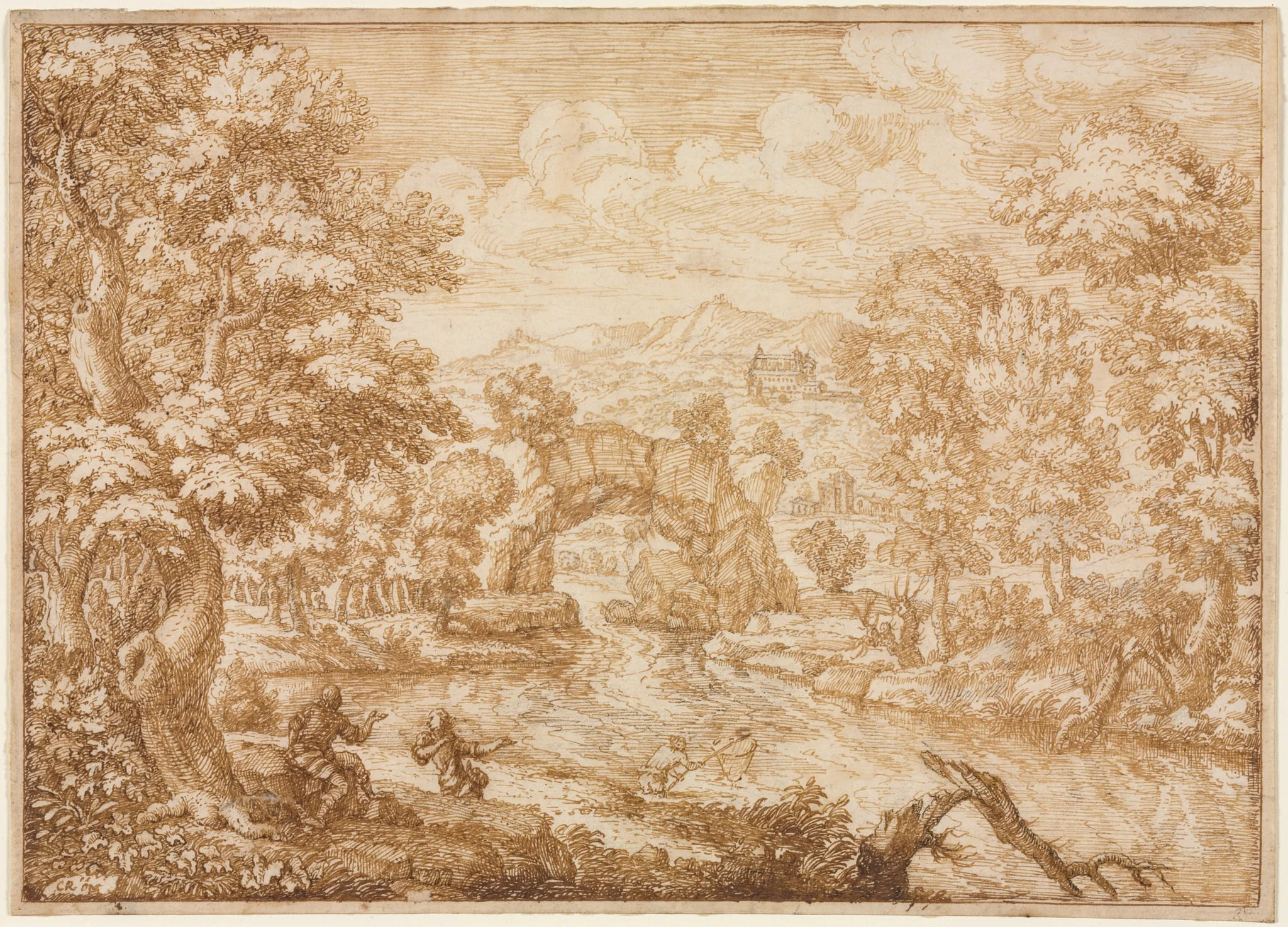 River Landscape with Arched Rock, by Crescenzio di Onofrio, 1604