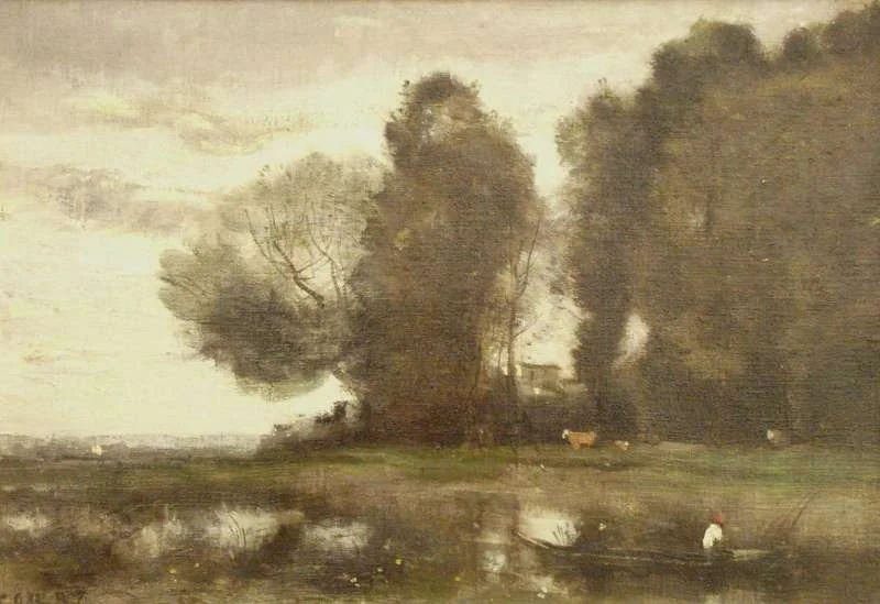 The Fishing River, by Jean Baptiste Camille Corot, oil, 1845