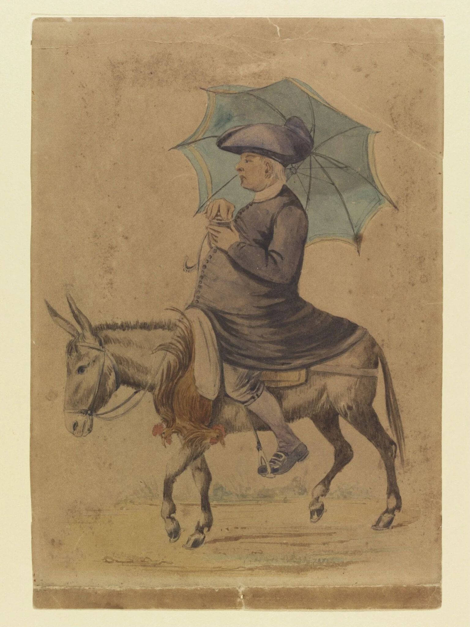 A Catholic Priest riding a Donkey, by H. H. Morant, watercolor, 1852