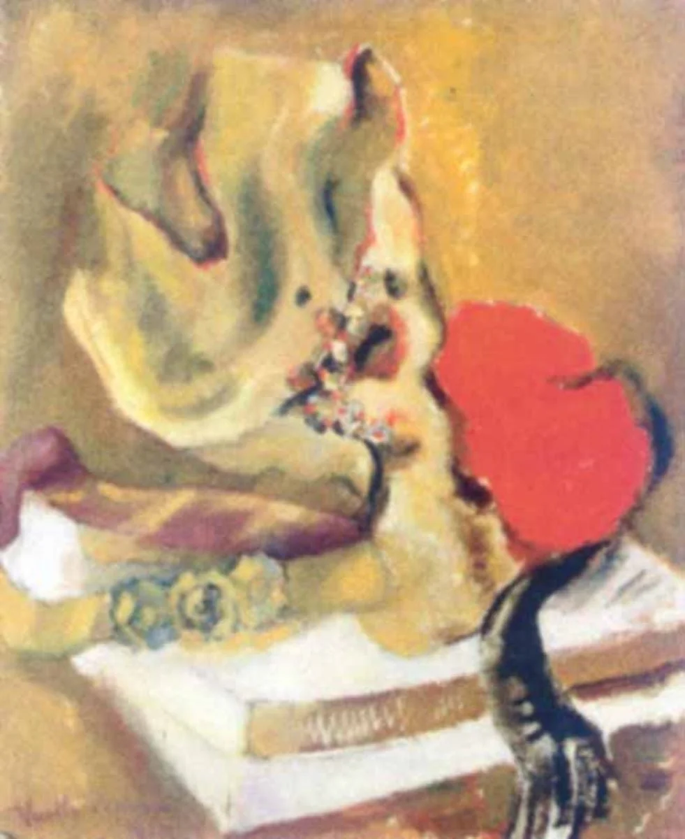 Natură statică cu fes roșu, by Vasile Popescu, unspecified, 1943