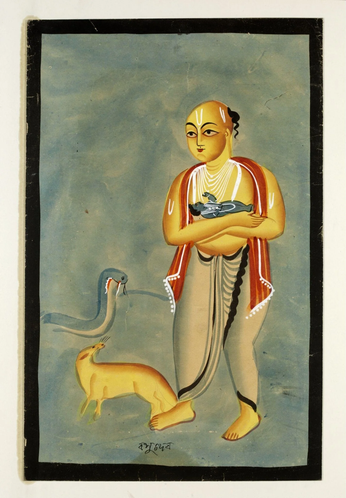 Vasudeva and Krishna, by Unknown, paint, 1885