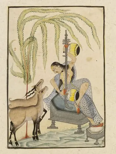 Lady playing on a vina