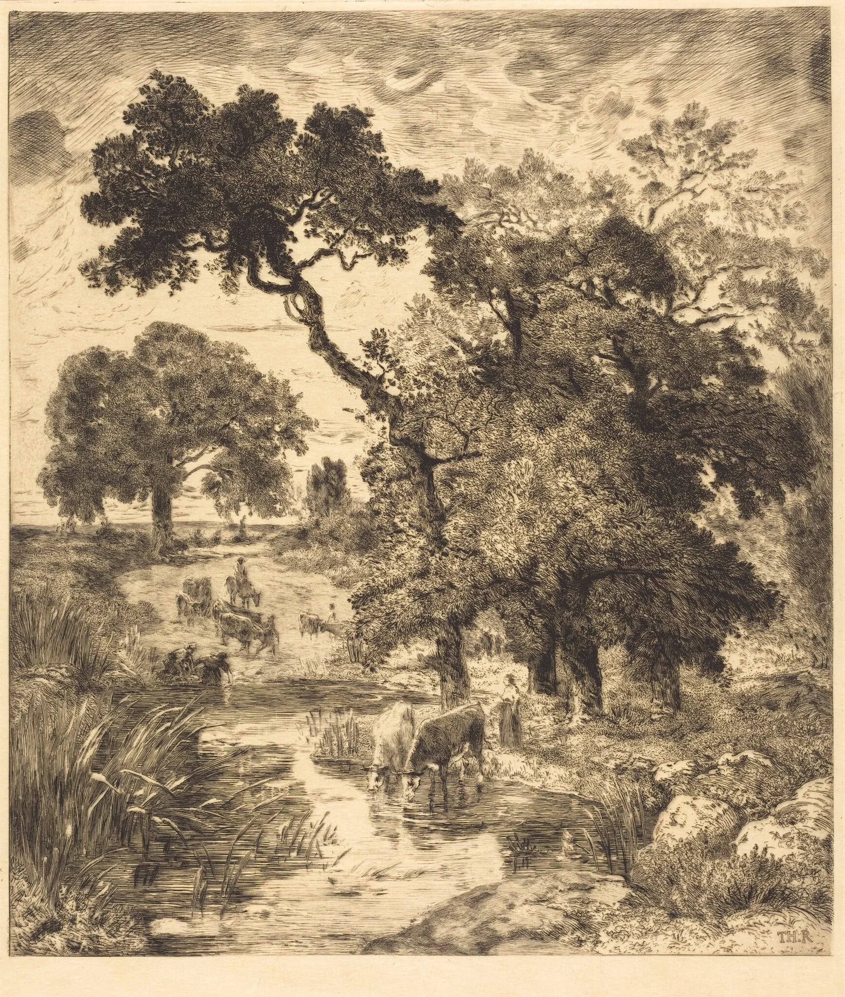 Evening, by Félix Bracquemond, ink, 1882