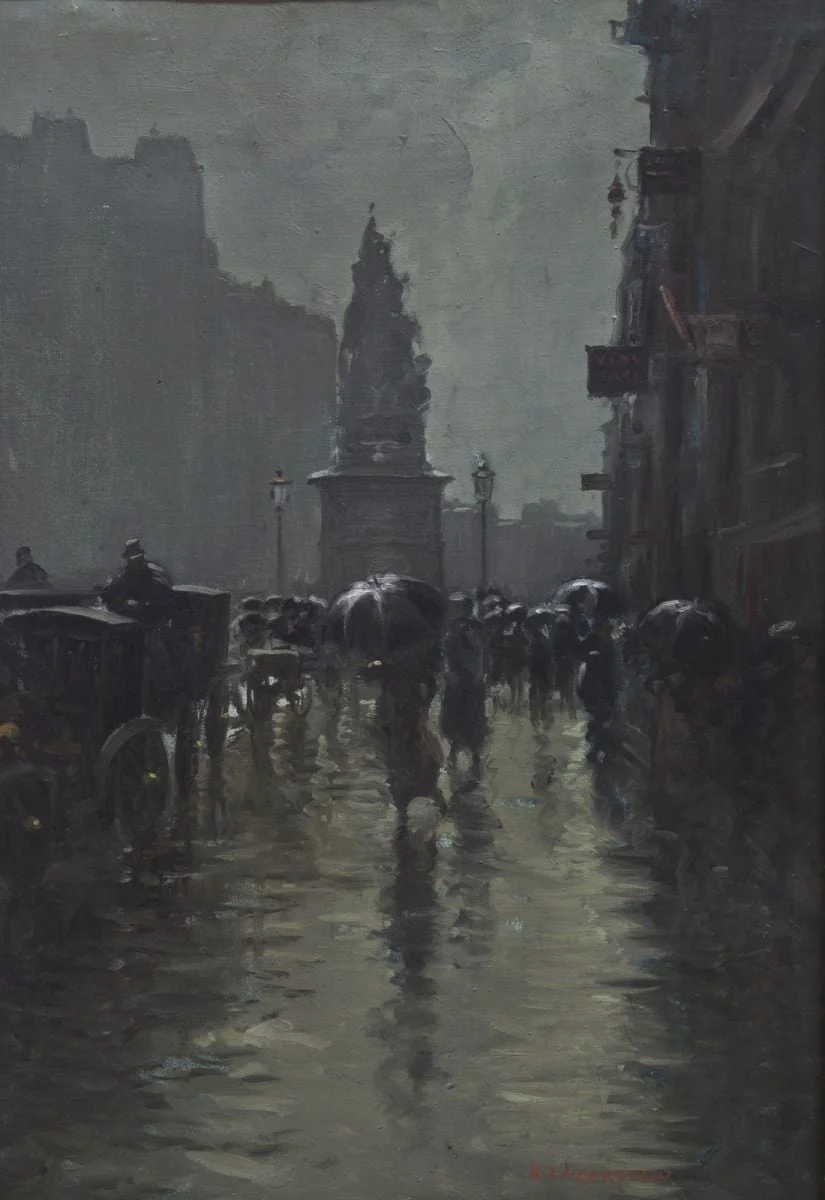 Stradă pe ploaie, by Emilian Lăzărescu, unspecified, 1908