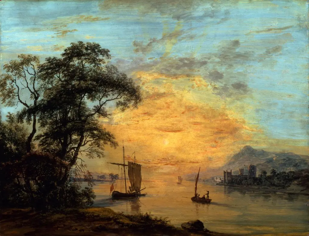 A Welsh Sunset River Landscape.