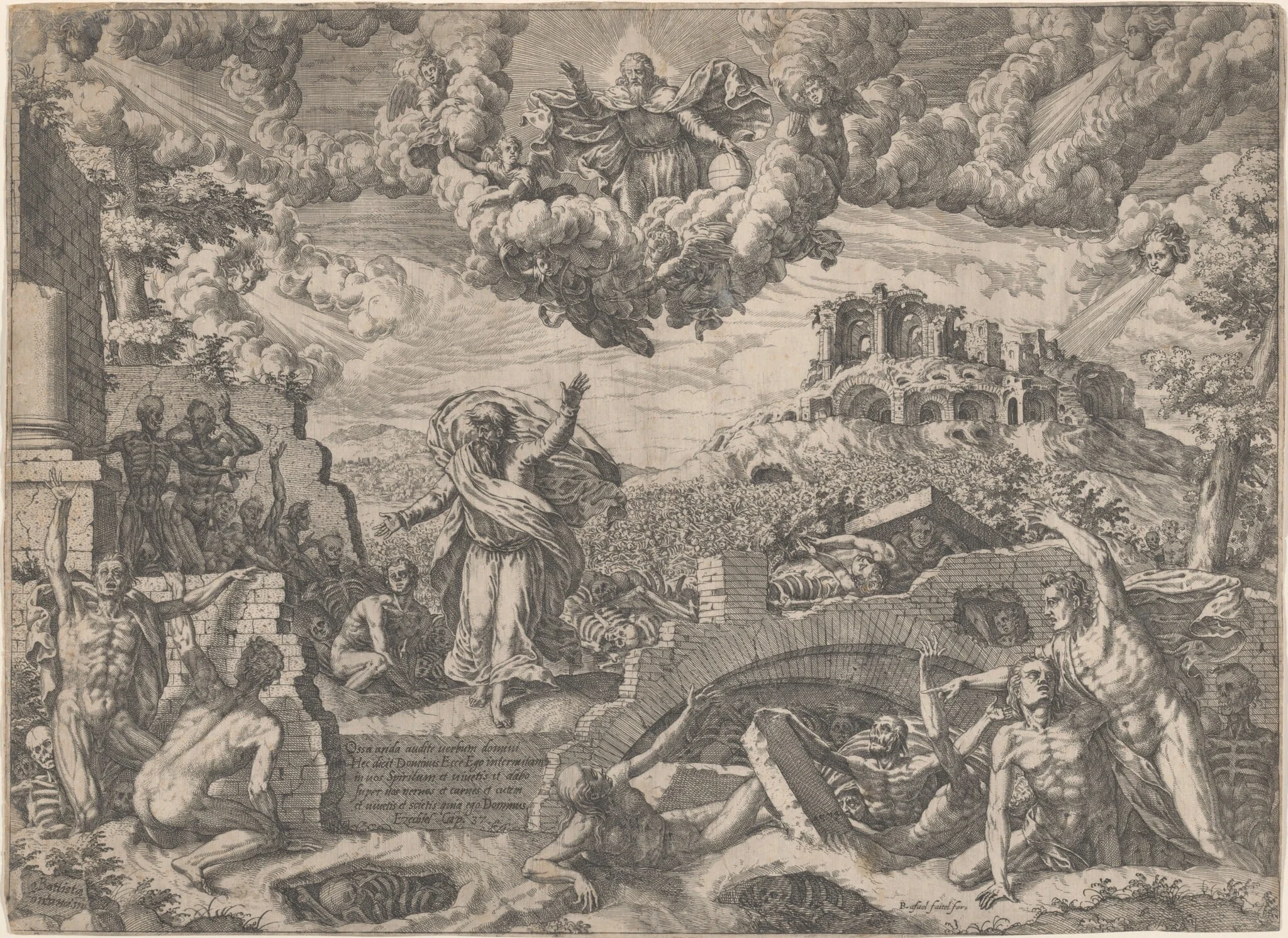 The Vision of Ezekiel, by Giovanni Battista Fontana, ink, 1579