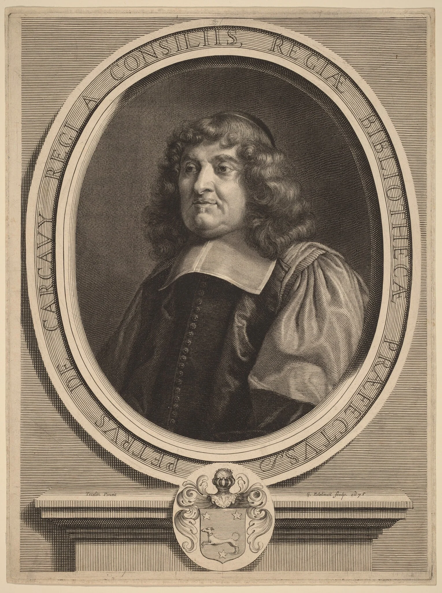 Pierre de Carcavy, by Gerard Edelinck, ink, 1675