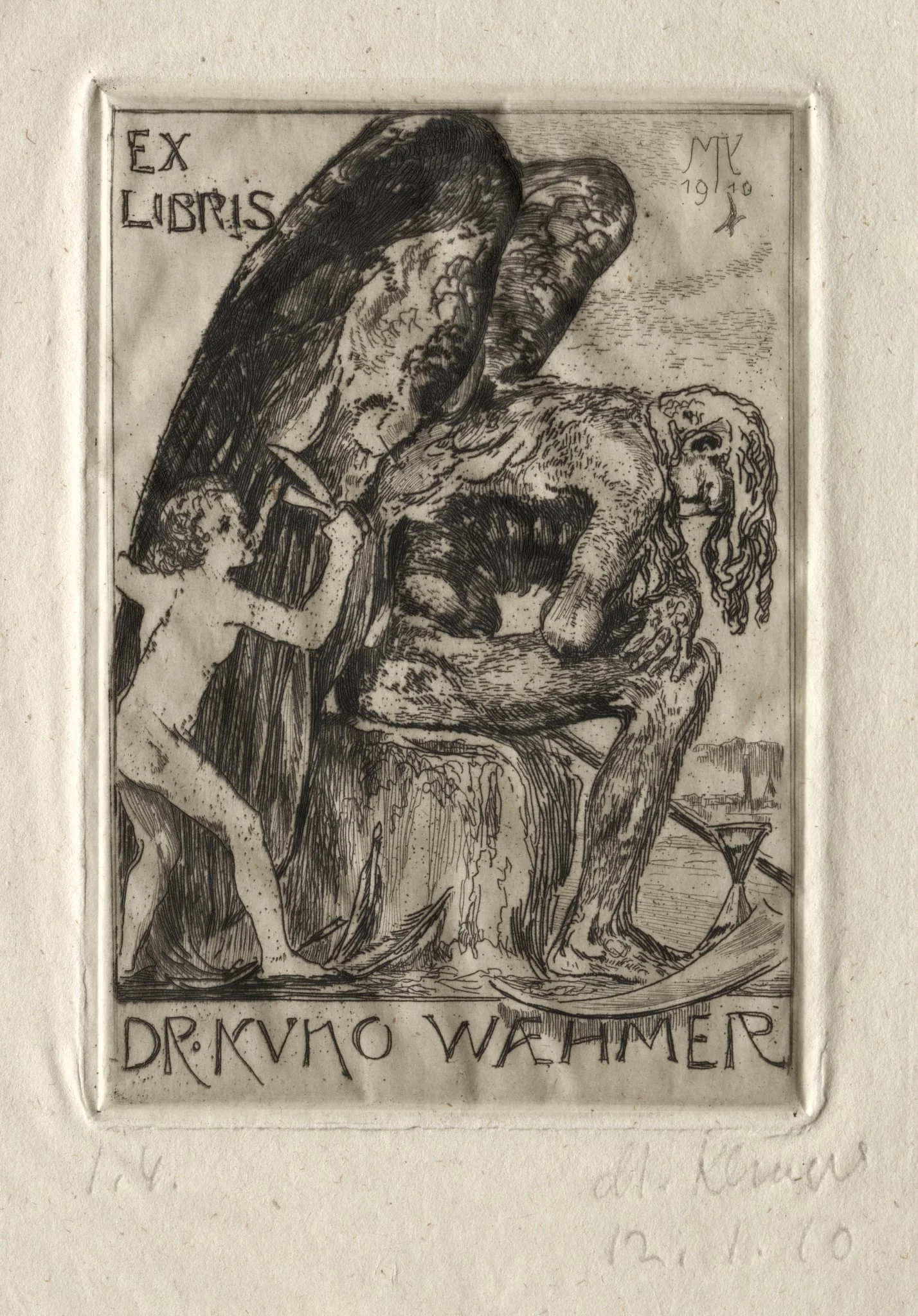 Ex Libris Dr. Kuno Waehmer, by Max Klinger, 1910