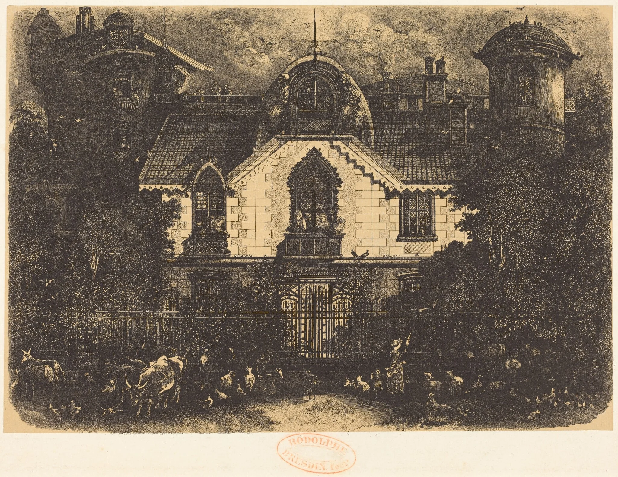 La Maison Enchantée (The Haunted House), by Rodolphe Bresdin, ink, 1871