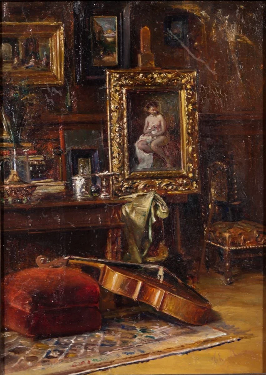 Interior cu violoncel, by Theodor Aman, 1873