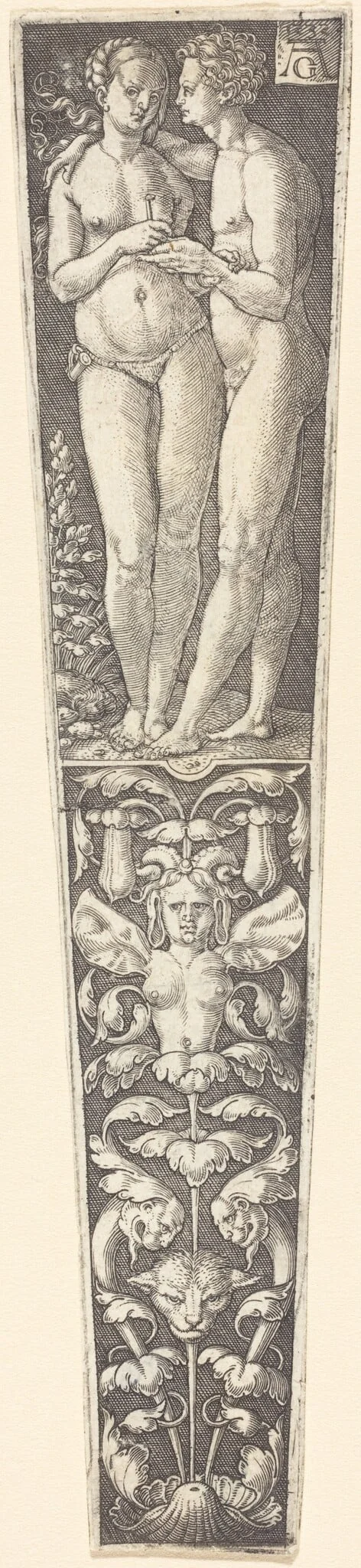 Ornament with Naked Couple, by Heinrich Aldegrever, 1532