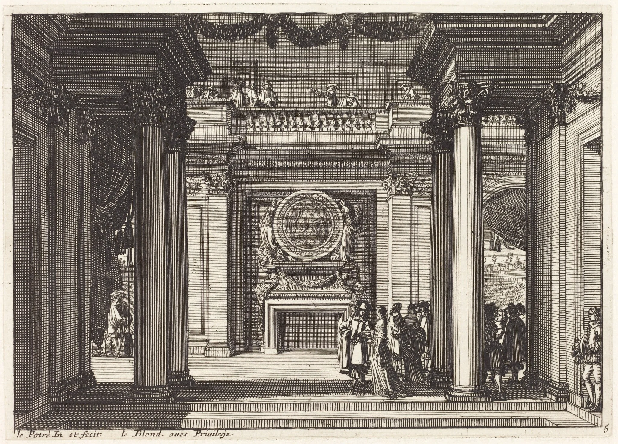 Fireplaces and Other Interior Decorations, by Jean Lepautre, ink, 1650